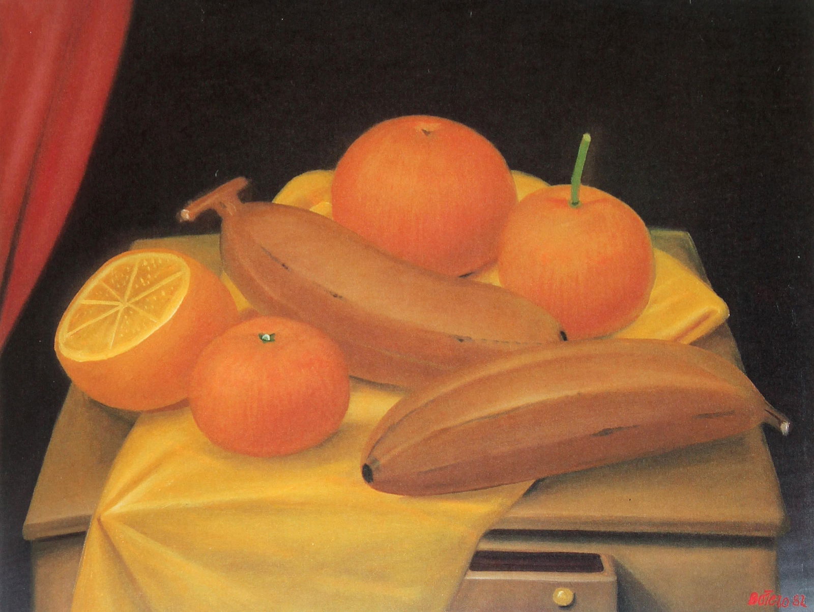 Fernando Botero (after) - Orange and Bananas: Artist: Fernando Botero (after)Title: Orange and BananasYear: 1983Dimensions: 16in. by 12in.Edition: From the limited edition of 200Publisher: Harry N. Abrams Inc. New YorkSuite: Fernando Botero