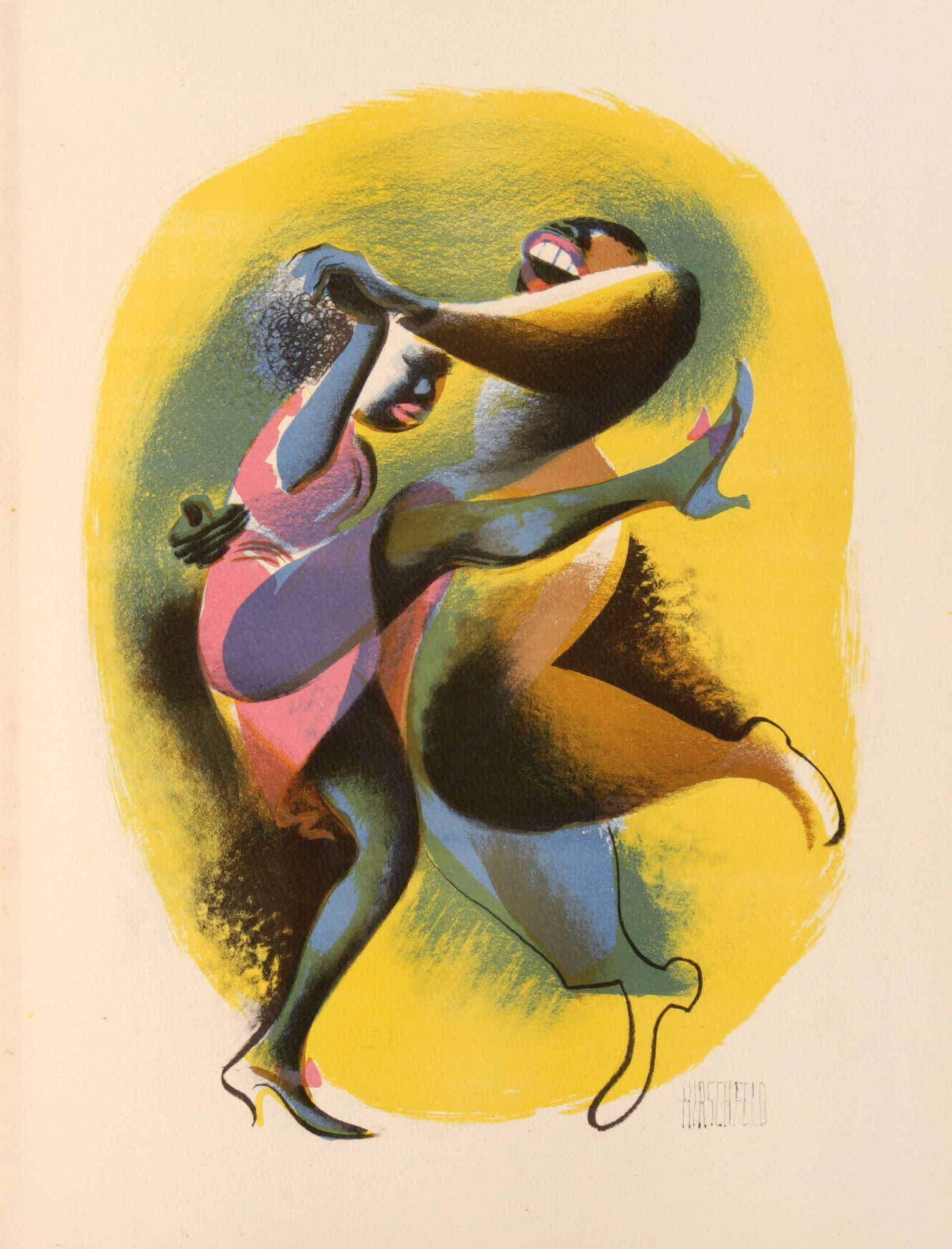 Al Hirschfeld - Lindy Hop: Artist: Al HirschfeldTitle: Lindy HopYear: 1941Dimensions: 12in. by 9.25in.Edition: 752 from the limited edition of 1000Publisher: Hyperion Press New YorkSuite: HarlemMedium: Original lithograph on