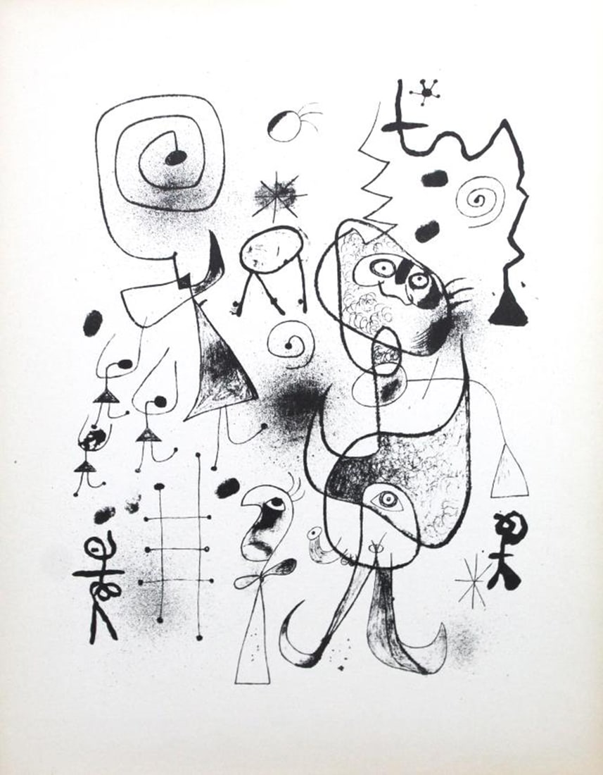 Joan Miro - Lithograph XXXI: Artist: Joan MiroTitle: Lithograph XLVIIIYear: 1947Dimensions: 11in. by 8.5in.Edition: from rare edition of 1500Publisher: Curt ValentinMedium: LithographNotes: Portfolio The Prints of