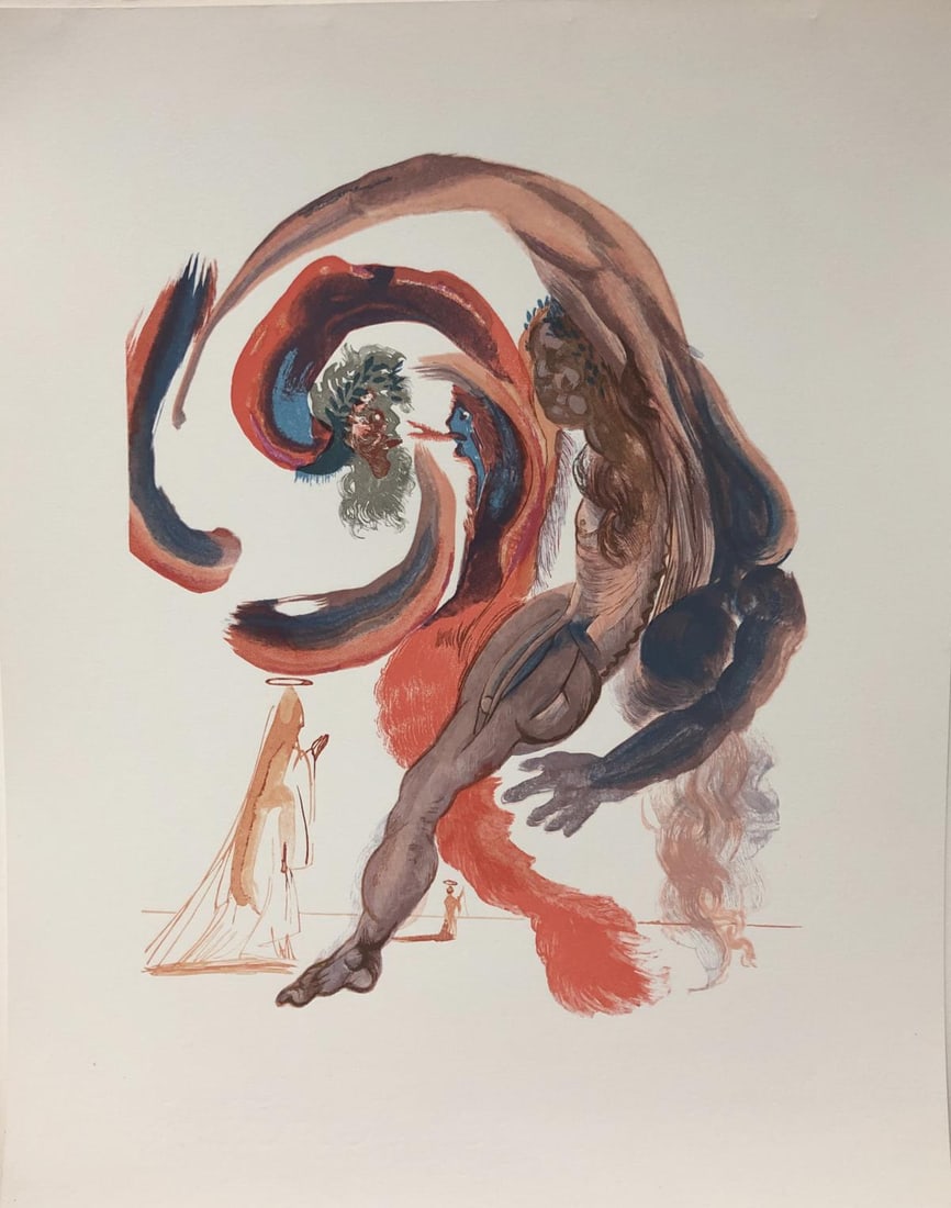 Salvador Dali - The Slothful: Artist: Salvador DaliTitle: The SlothfulYear: 1964Dimensions: 13in. by 10in.Edition: A unique and original work of artPublisher: Les Heures Claires FranceSuite: Purgatory Canto The Divine