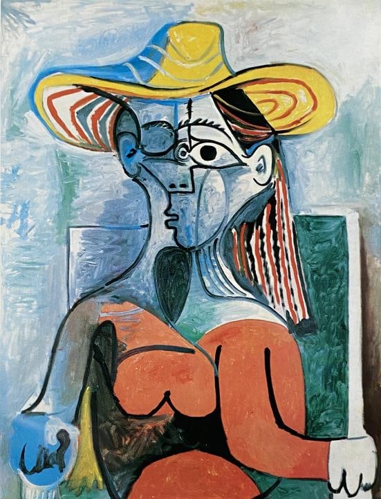 Pablo Picasso - Woman in Yellow Hat: Artist: Pablo PicassoTitle: Woman in Yellow HatYear: 1964Dimensions: 7.5in. by 9.75in.Edition: From the Rare Limited Edition of 150Publisher: Editions Cercle d'Art ParisSuite: Les Dames de