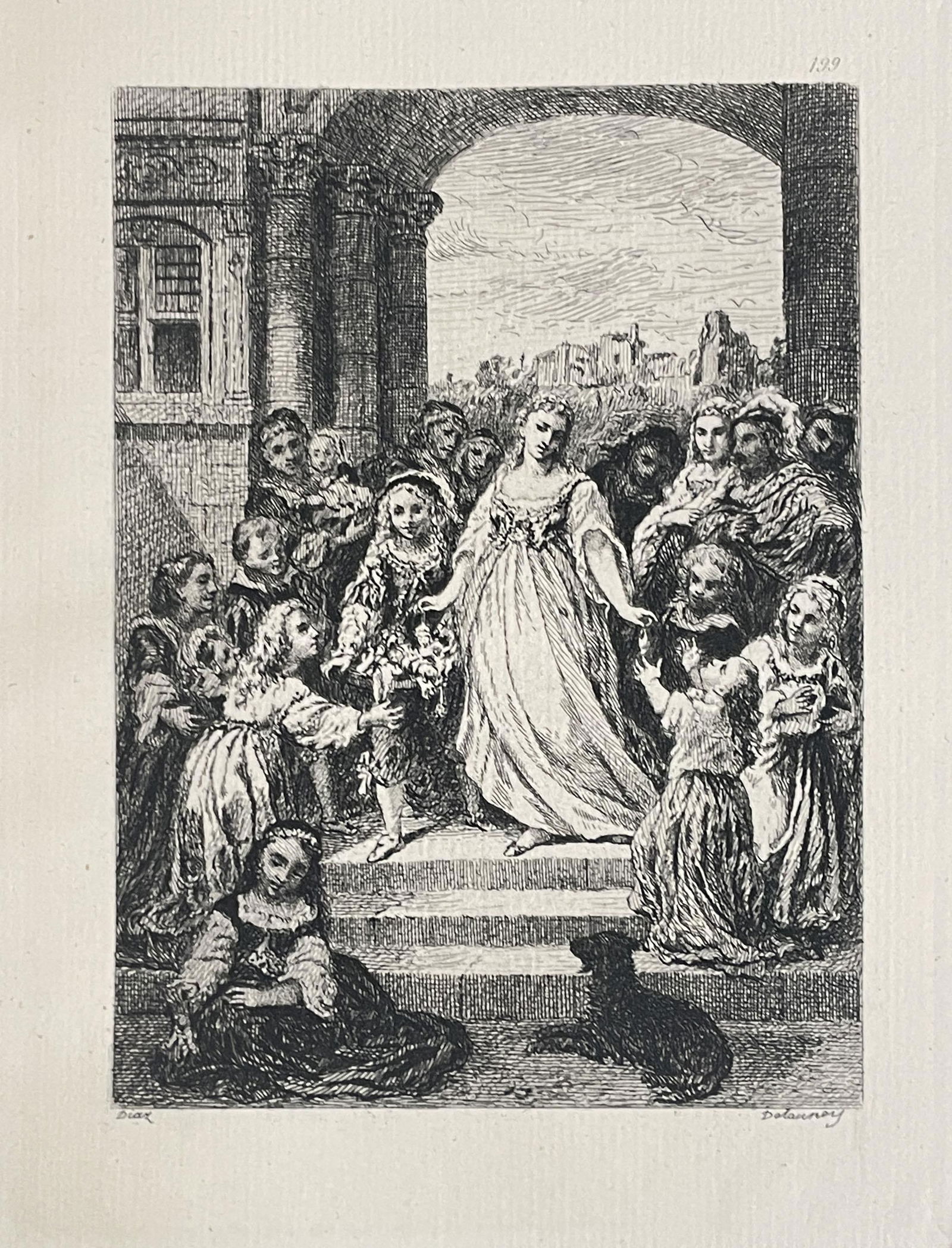 Narcisse Diaz - La Fee Aux Joujoux: Artist: Narcisse DiazTitle: La Fee Aux JoujouxYear: 1873Dimensions: 11 3/4in. by 8in.Edition: From the rare limited editionMedium: Original engraving on paperCondition: ExcellentNotes: Engraving by