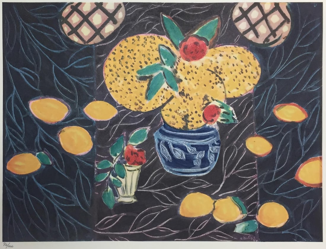 Henri Matisse - Lemons and Mimosa: Artist: Henri Matisse Title: Lemons and Mimosa Year: 1958 Dimensions: 15 3/4in. by 11 3/4in. Edition: From the Rare Limited Edition of 200 Publisher: New York G