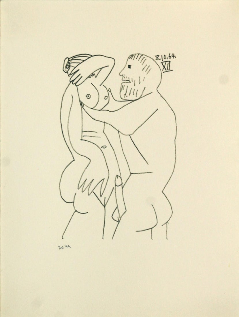 Pablo Picasso (After) - Untitled (8.10.64 XII): Artist: Pablo Picasso (After)Title: Untitled (8.10.64 XII)Year: 1970Dimensions: 13in. by 10in.Edition: From the rare limited editionPublisher: Harry N. Abrams Inc New YorkSuite: Le Gout du