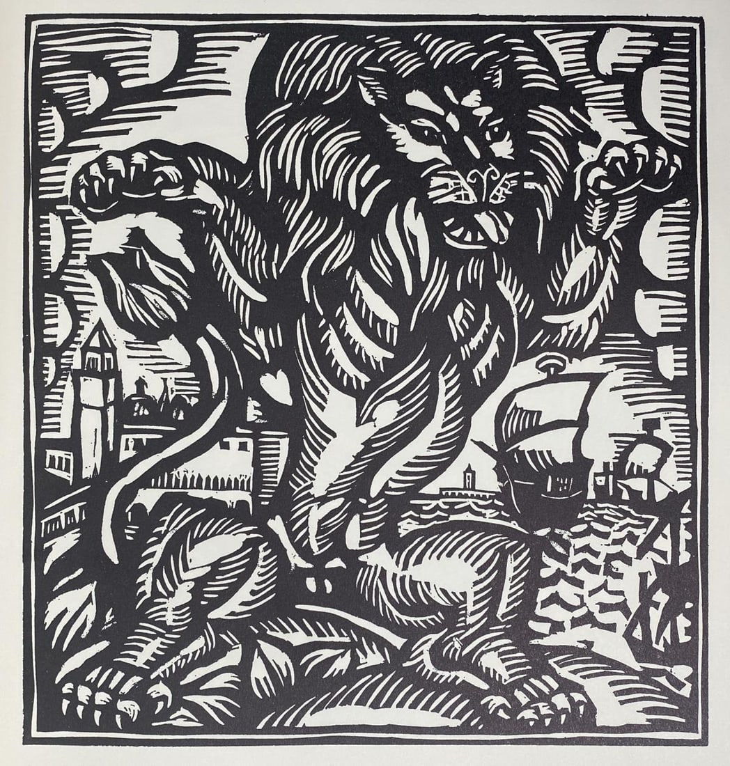 Raoul Dufy - Le Lion: Artist: Raoul DufyTitle: Le LionYear: 1977Dimensions: 10in. by 13in.Edition: From the rare limited editionPublisher: The Metropolitan Museum of Art New YorkSuite: Le Bestiare ou Cortege