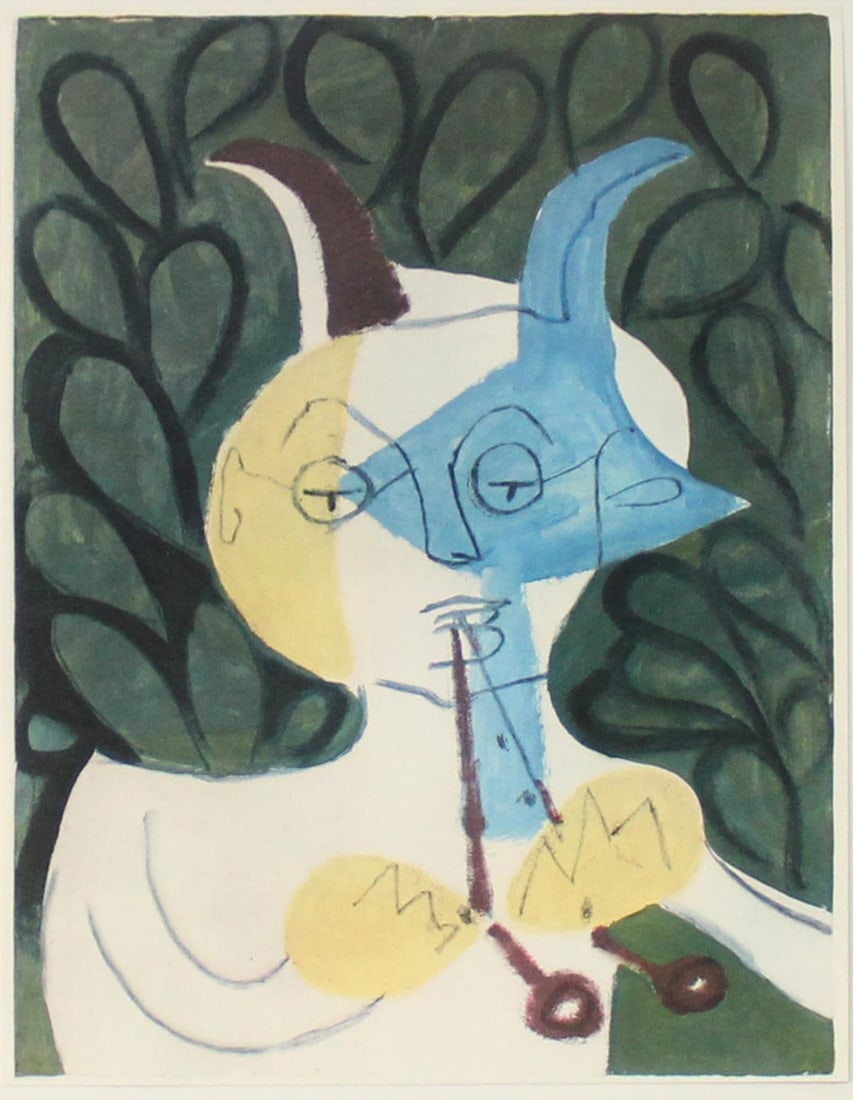 Pablo Picasso - Untitled (Faun with Double Flute IV) (After): Artist: Pablo Picasso Title: Untitled (Faun with Double Flute IV) Year: 1948 Dimensions: 5 3/4in. by 7 1/2in. Edition: From the Rare Limited Edition Publisher: