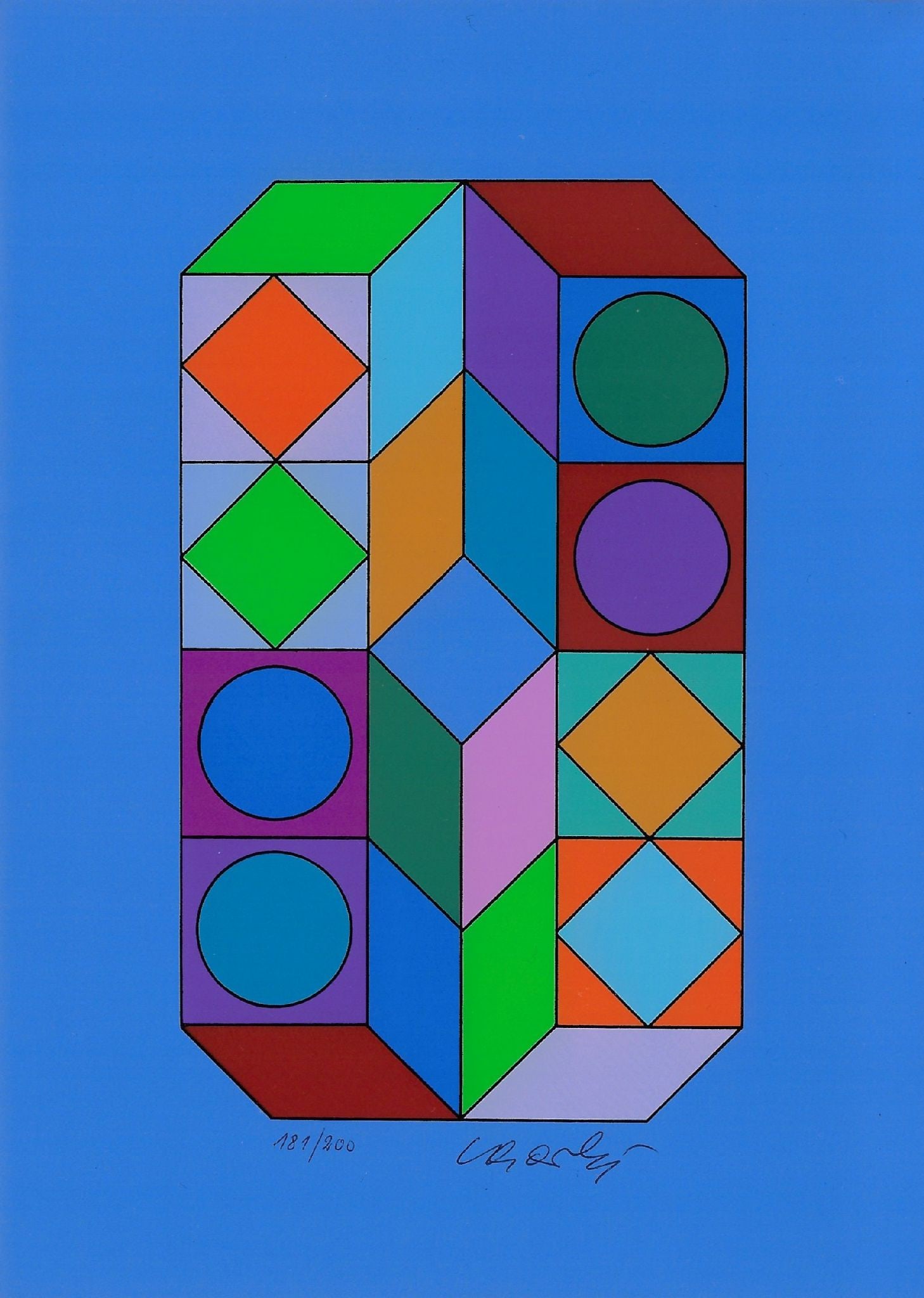 Victor Vasarely - Sonora VII: Artist: Victor VasarelyTitle: Sonora VIIYear: 1976Dimensions: 8 1/4 x 5 7/8 in.Edition: 181 from the limited edition of 200Suite: SonoraMedium: Screenprint in colors on smooth wove paper Condition: