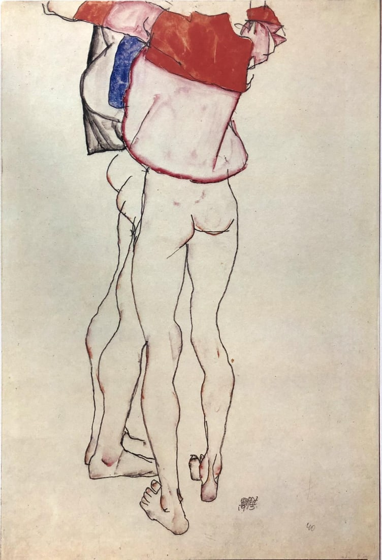 Egon Schiele (After) - The Sisters: Artist: Egon Schiele (After)Title: The SistersYear: 1982Dimensions: 16 1/4in. by 12 1/8in.Publisher: Mazzotta 1982Suite: Erotic DrawingsMedium: Offset LithographSignature Details: Signed on the