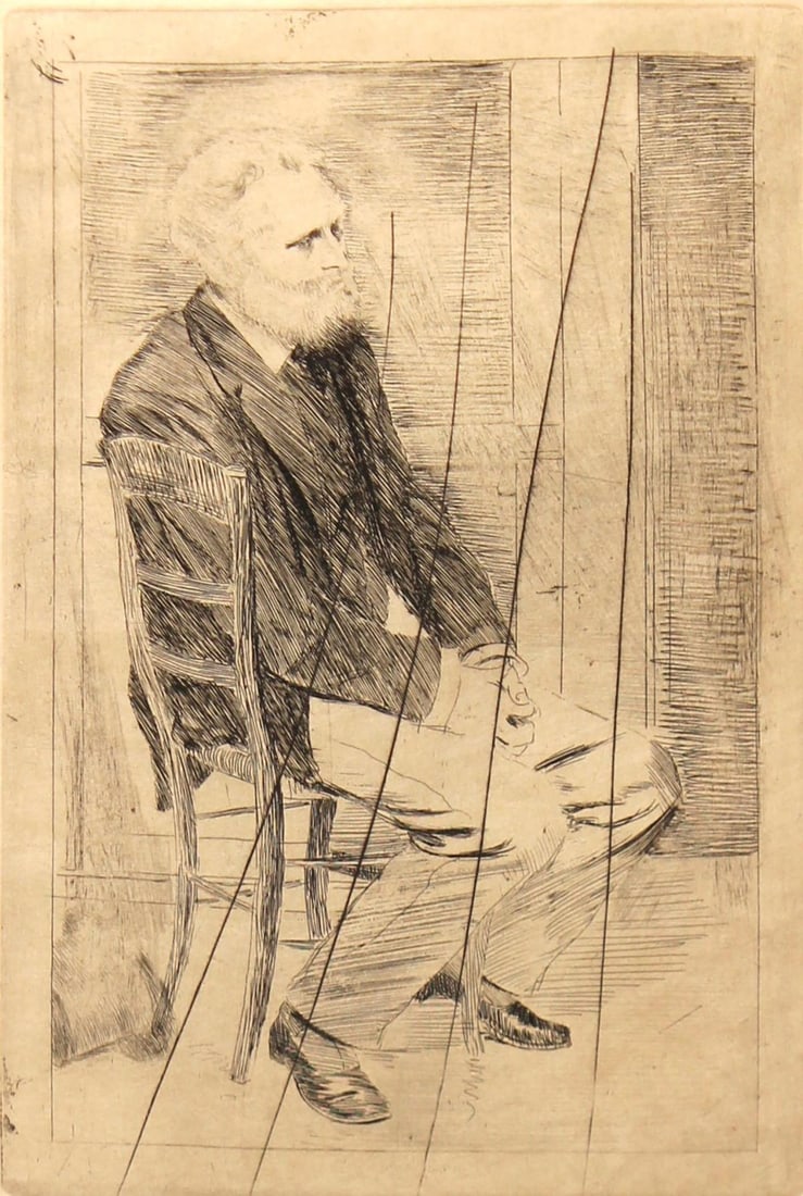 Edgar Degas - Manet Seated Turned to the Right: Artist: Edgar DegasTitle: Manet Seated Turned to the RightYear: c. 1920Dimensions: 11in. by 8in.Edition: From the rare limited editionSuite: DessinsMedium: Original drypoint etching on