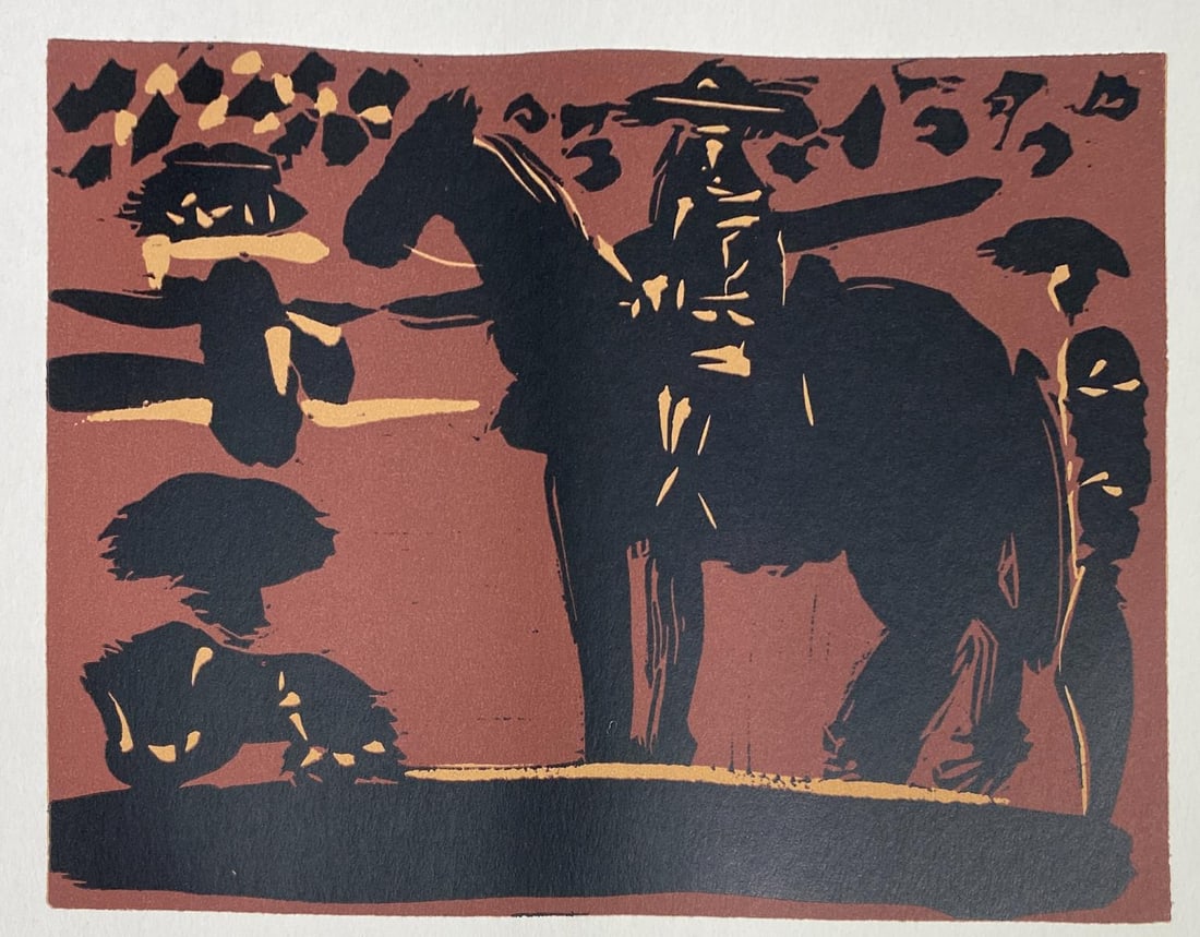 Pablo Picasso - Picador III: Artist: Pablo PicassoTitle: Picador IIIYear: 1962Dimensions: 12.75in. by 15.5in.Edition: From a rare limited editionPublisher: Verlag Gerd Hatje StuttgartSuite: Picasso LinogravuresMedium: