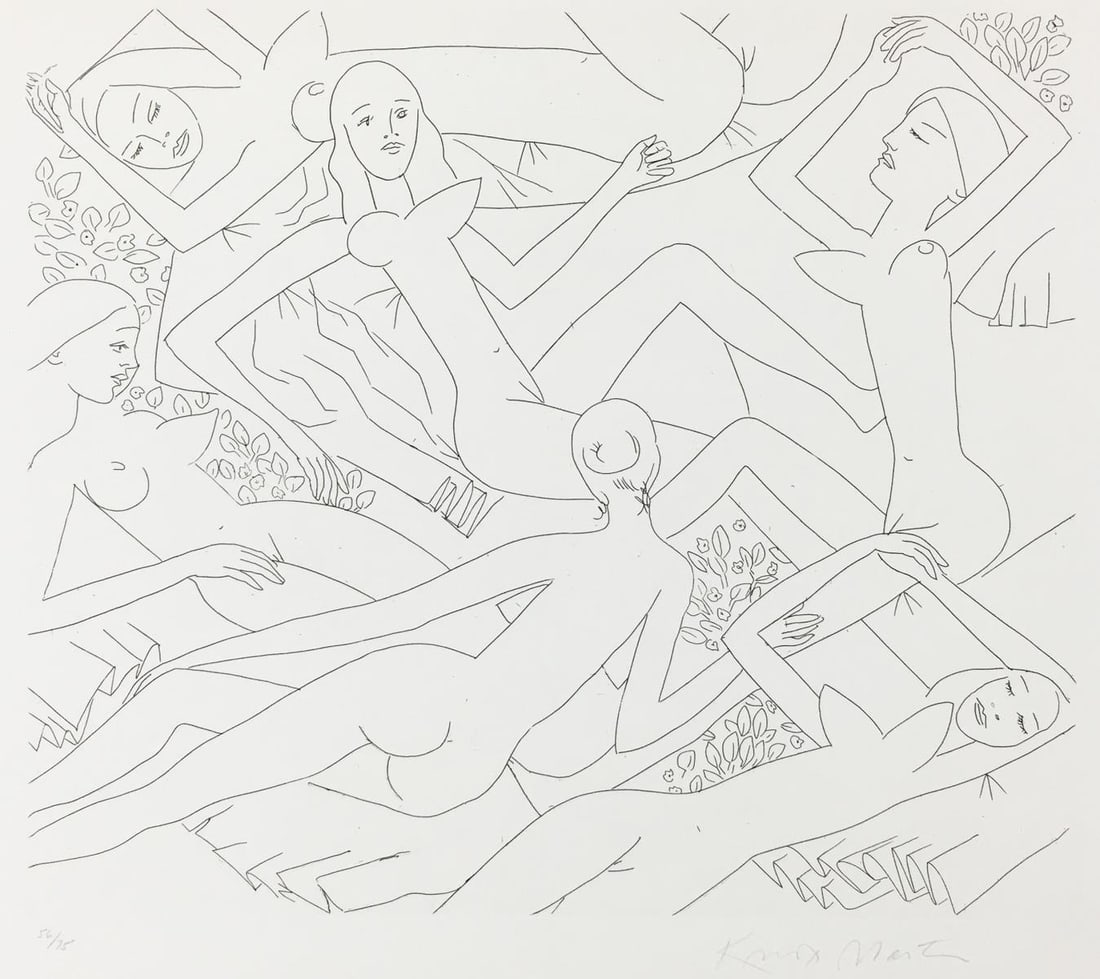 Knox Martin - Dancing Nude VI: Artist: Knox Martin Title: Dancing Nude VI Year: 1970 Dimensions: 22in. by 30in. Edition: From the Rare Limited Artist Proof Edition Medium: Original Etching on