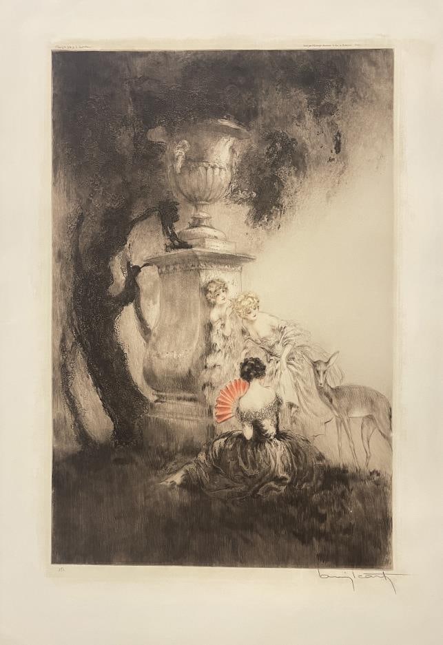 Louis Icart - 4 Dears: Artist: Louis IcartTitle: 4 DearsYear: 1929Dimensions: 28in. by 20 1/2in.Edition: From the rare limited editionMedium: Original drypoint etching with hand coloring on paperCondition: