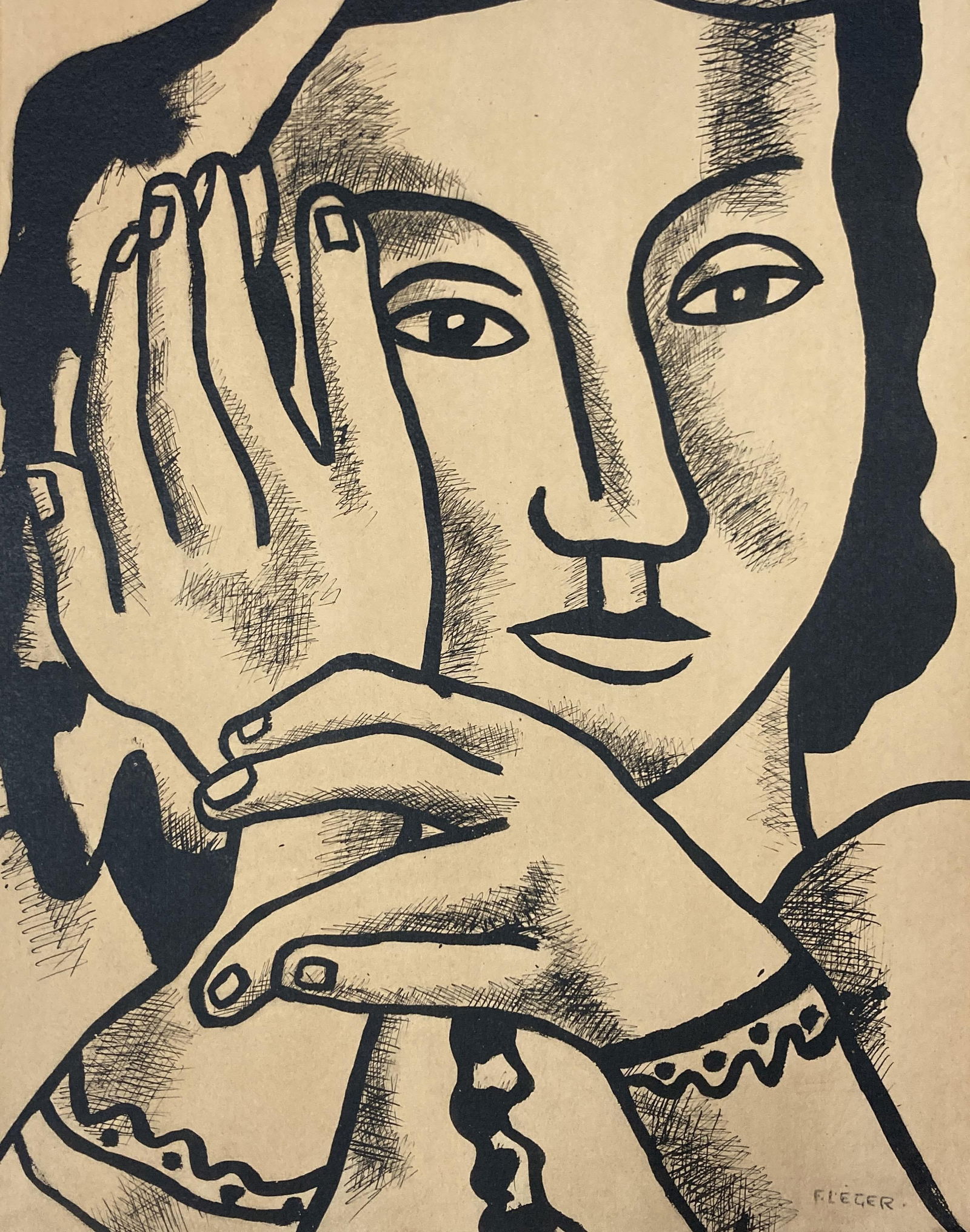 Fernand Leger - Portrait of Nadia: Artist: Fernand LegerTitle: Portrait of NadiaYear: 1959Dimensions: 20.25in. by 15.25in.Edition: From the rare limited edition of 300Publisher: Au Vent D'ArlesSuite: ContrastesMedium: Original
