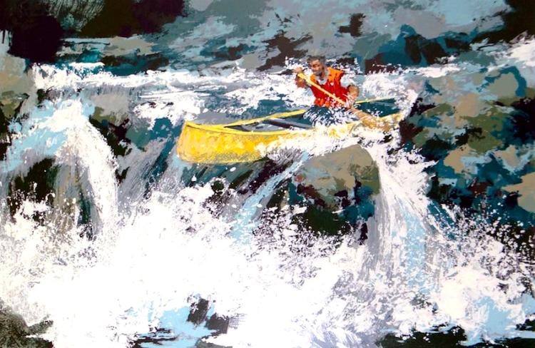 Wayland Moore - White Water: Artist: Wayland MooreTitle: White WaterYear: 1980-89Dimensions: 24 x 30 in.Edition: from the rare limited edition of 300Medium: Original serigraph on paperCondition: ExcellentSignature Details: