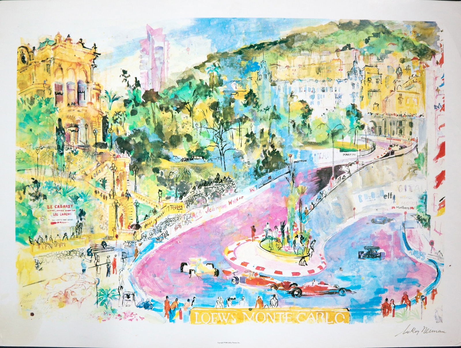 Leroy Neiman - Loews Monte Carlo 1976: Artist: Leroy NeimanTitle: Loews Monte Carlo 1976Year: 1983Dimensions: 30 x 22 in.Edition: From the rare limited edition of 205Medium: Offset lithograph on paperCondition: ExcellentSignature Details: