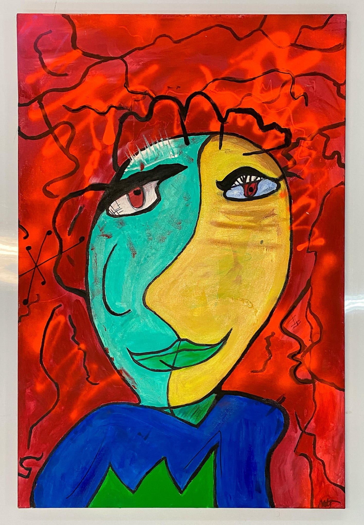 Matthew Steinberg - Man: Artist: Matthew SteinbergTitle: ManYear: 2015Dimensions: 24in. by 36in.Edition: One-of-a-kind original paintingSuite: The wild onesMedium: Hand painted acrylic on canvas with a gloss finishCondition:
