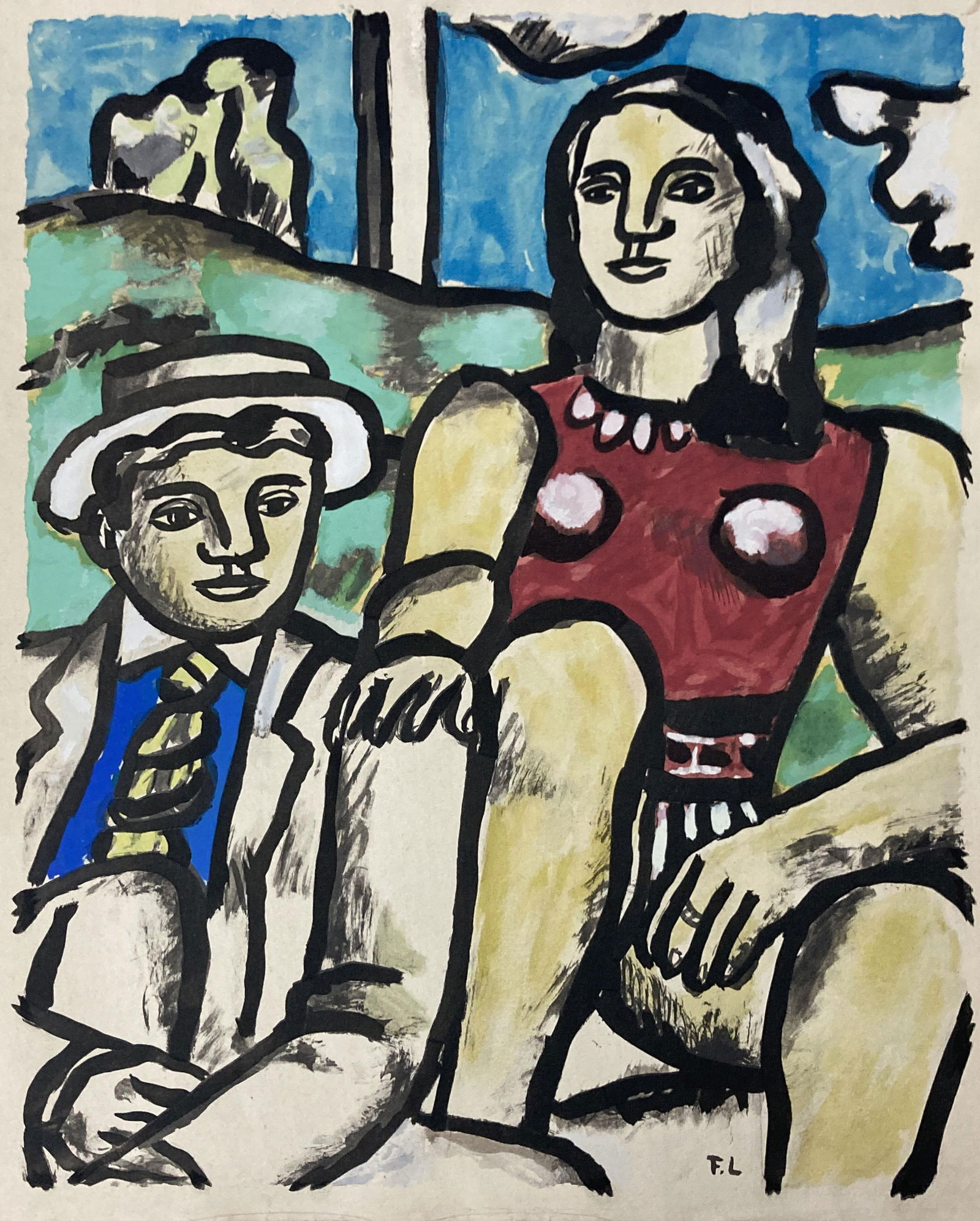 Fernand Leger - Les Amourex: Artist: Fernand LegerTitle: Les AmourexYear: 1959Dimensions: 20.25in. by 15.25in.Edition: From the rare limited edition of 300Publisher: Au Vent D'ArlesSuite: ContrastesMedium: Original lithograph in