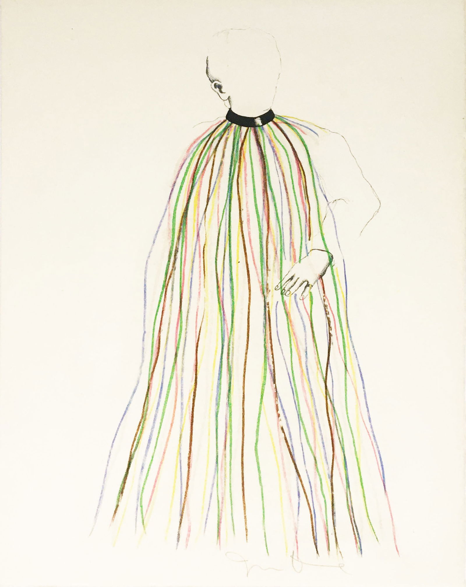 Jim Dine - Dorian Gray in Multi-Colored Vinyl Stripe Cape: Artist: Jim DineTitle: Dorian Gray in Multi-Colored Vinyl Stripe CapeYear: 1968Dimensions: 18in. by 12.75in.Edition: Numbered from the Rare Limited A Edition of 200Publisher: Petersburg Press