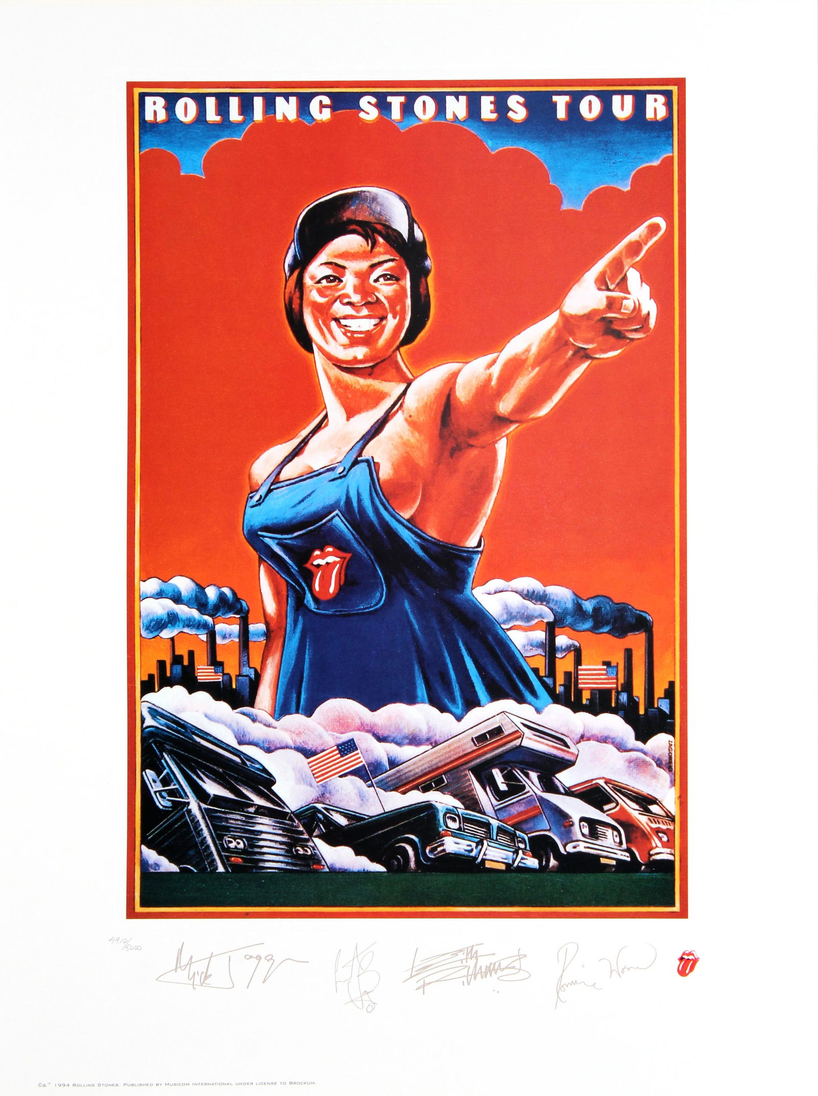 The Rolling Stones - Rolling Stones Tour: Artist: The Rolling StonesTitle: Rolling Stones TourYear: 1994Dimensions: 23 1/2 x 17 1/2 in.Edition: From the limited edition of 5000Publisher: Musicom InternationalSuite: The Rolling Stones