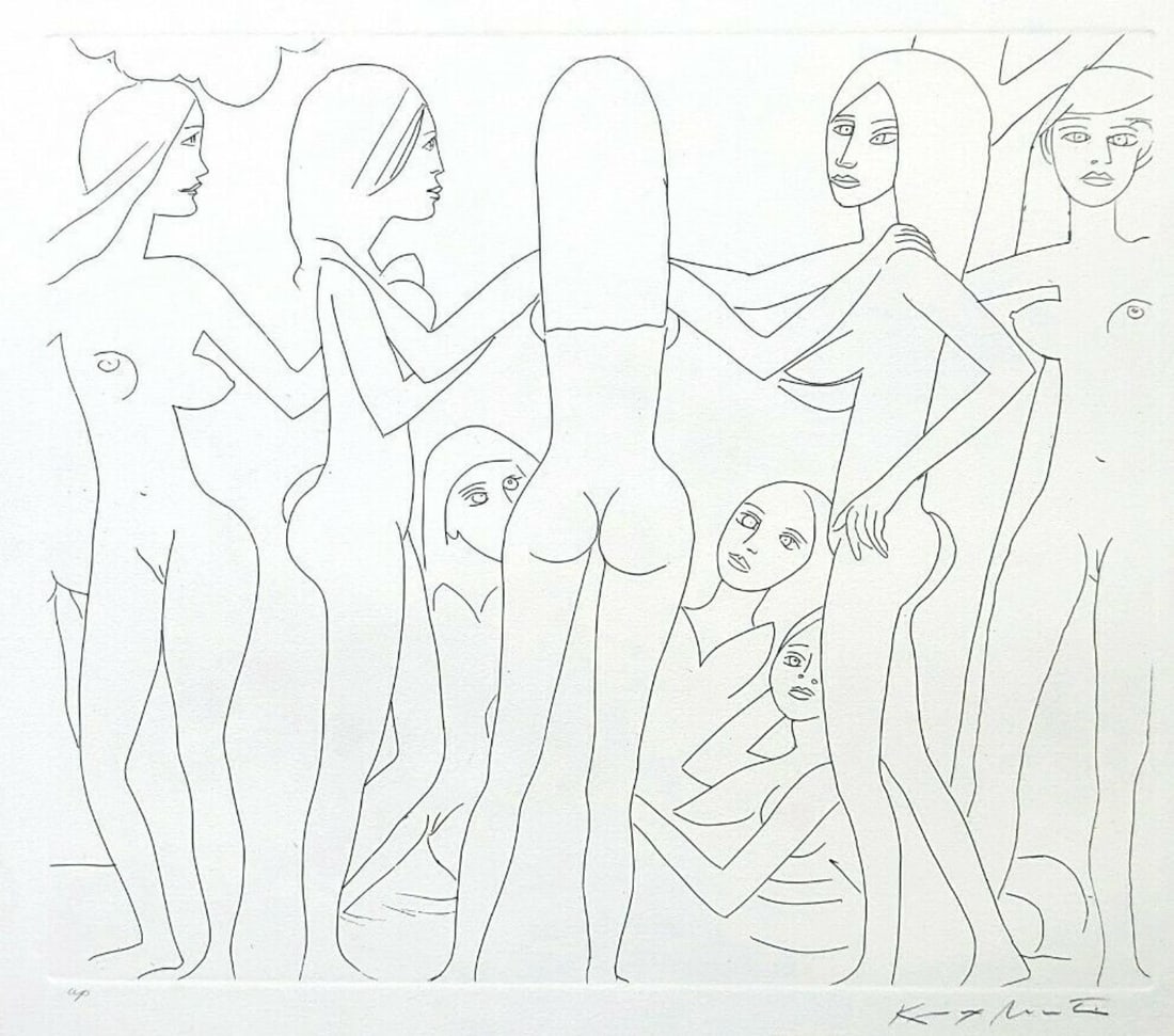 Knox Martin - Dancing Nudes III: Artist: Knox MartinTitle: Dancing Nudes IIIYear: 1970Dimensions: 22in. by 30in.Edition: From the Rare Limited Artist Proof EditionMedium: Original Etching on PaperCondition: ExcellentSignature