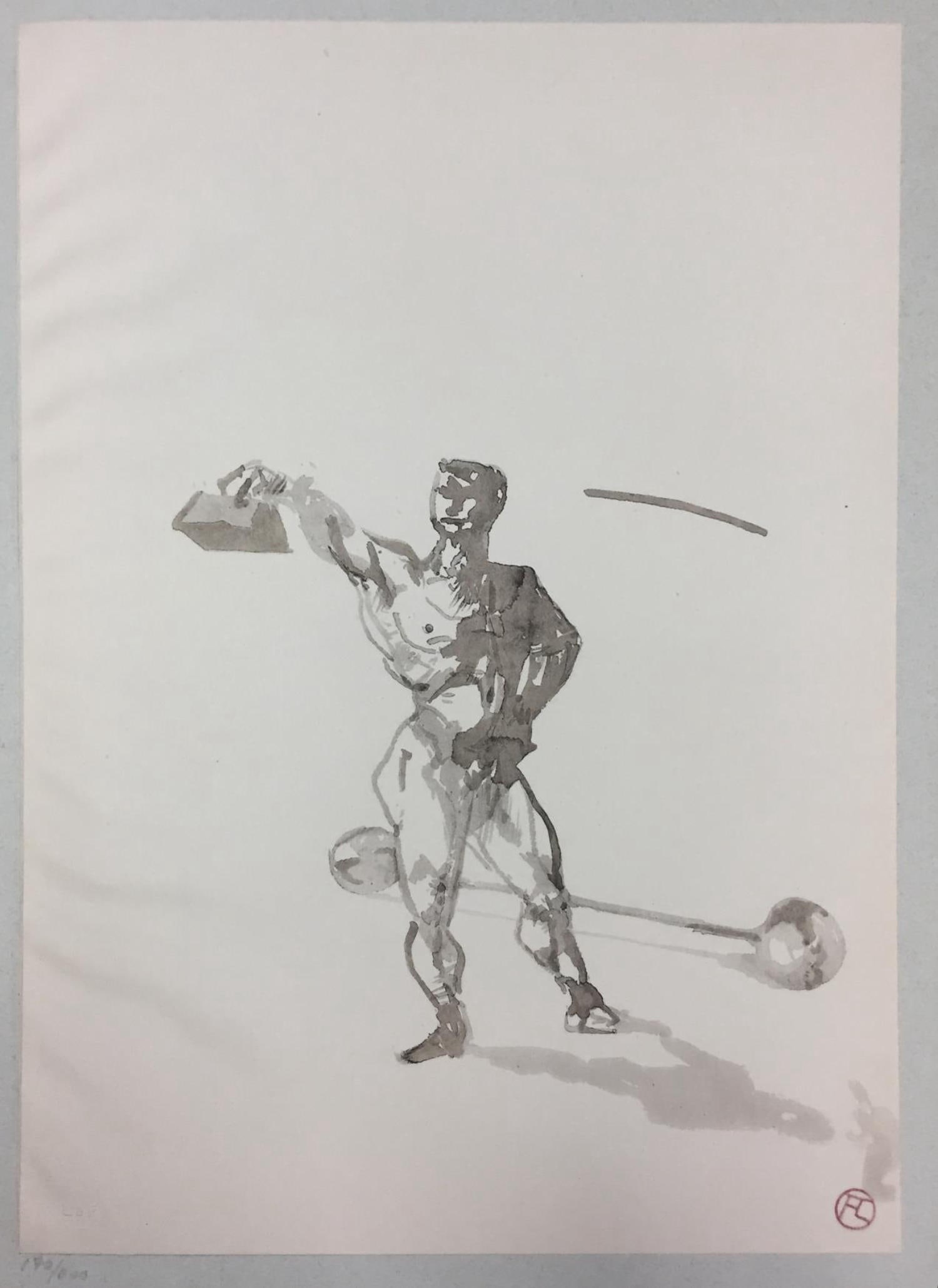 Henri Toulouse-Lautrec - Travail des Poids: Artist: Henri Toulouse-LautrecTitle: Travail des PoidsYear: 1908Dimensions: 9.5in. by 12 3/8in.Edition: From the Rare Limited Edition of 1950Publisher: Labraire de FranceSuite: Au CirqueMedium: