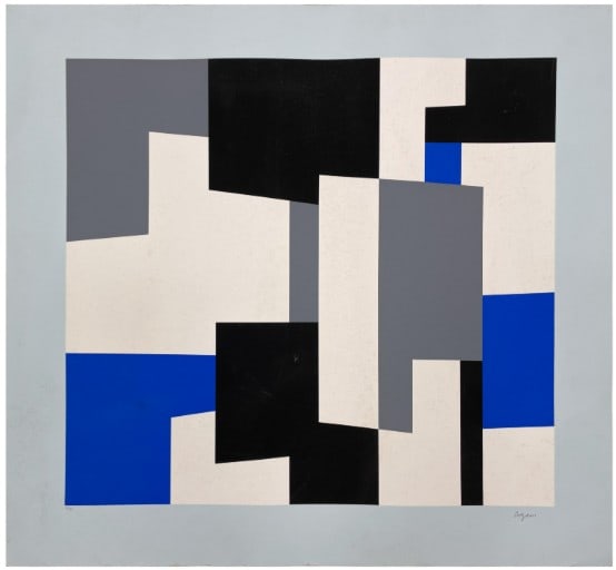 Yaacov Agam - Blue and Grey: Artist: Yaacov AgamTitle: Blue and GreyYear: 1980Dimensions: 30 1/2 x 33 in.Edition: From the rare edition of 144Medium: Screenprint on paperCondition: ExcellentSignature Details: Hand signedComes