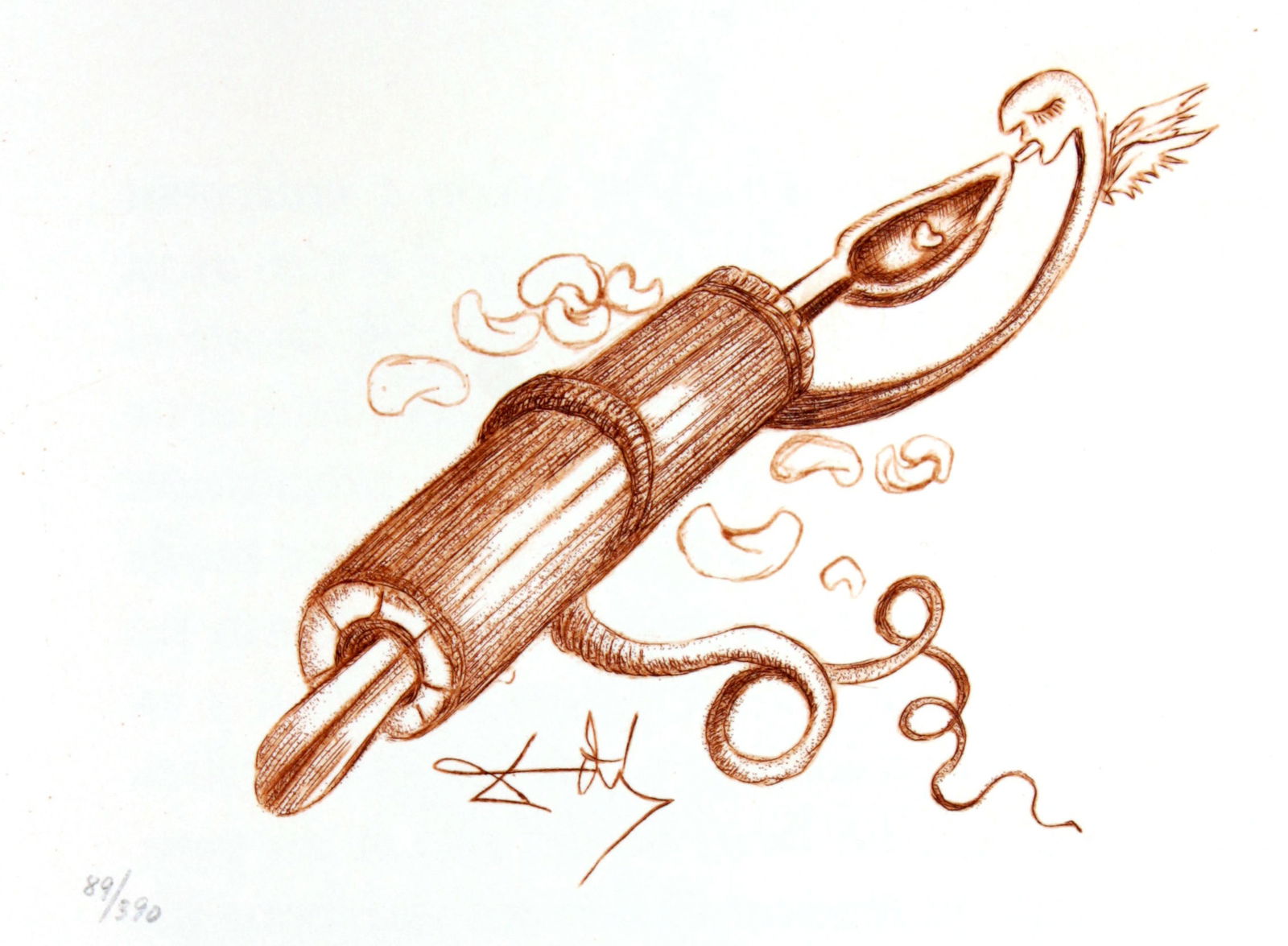 Salvador Dali - Casanova Illustration III: Artist: Salvador DaliTitle: Casanova Illustration IIIYear: 1967Dimensions: 14 3/4 x 11 in.Edition: From the limited edition of 390Publisher: Au Cercle du livre precieux, ParisSuite: CasanovaMedium: