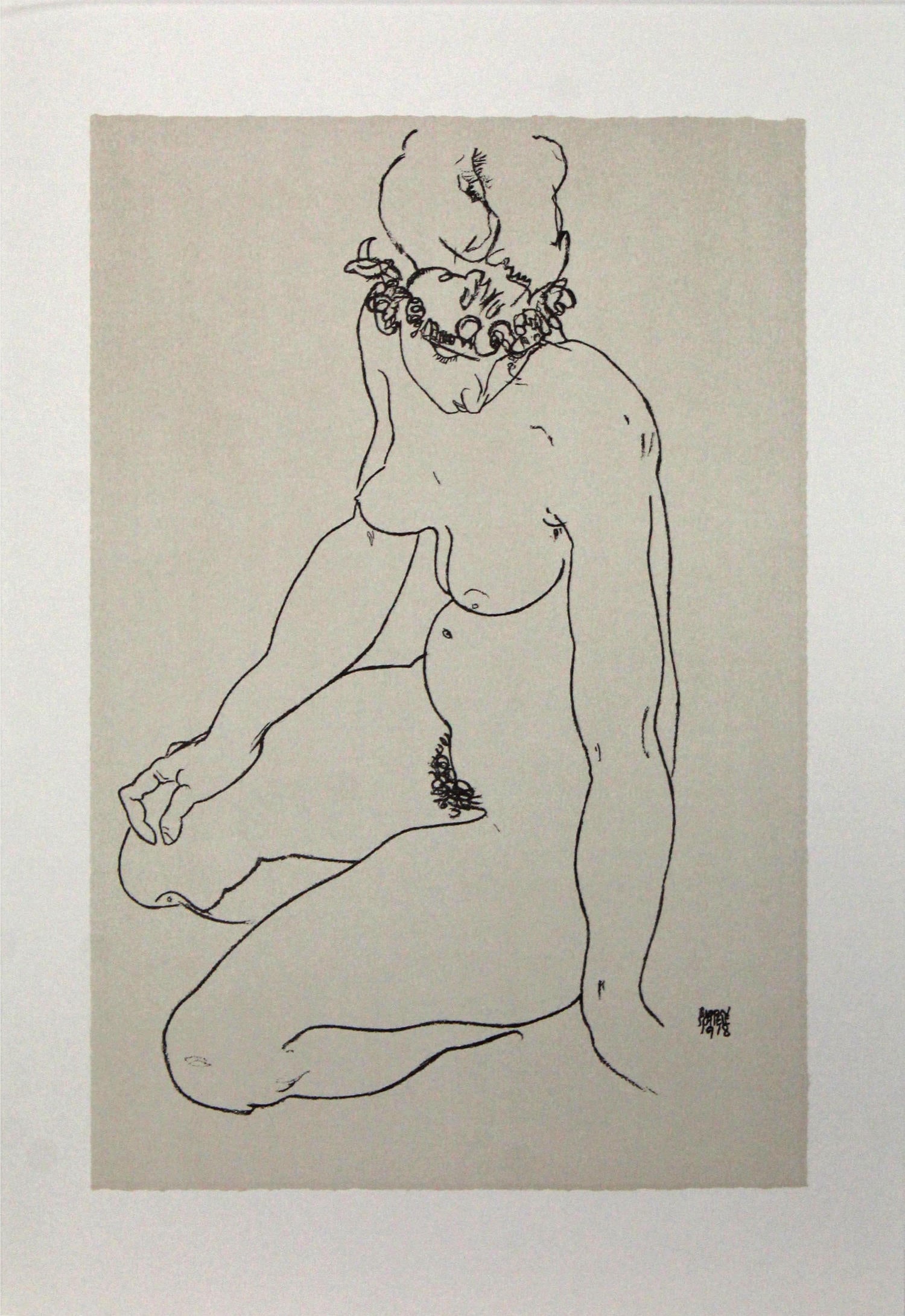 Egon Schiele (After) - Kneeling Female Nude Turning to: Artist: Egon Schiele (After)Title: Kneeling Female Nude Turning to RightYear: 2007Dimensions: 12 5/8in. by 19 5/8in.Edition: From the rare limited editionPublisher: Editions Anthese ParisSuite: