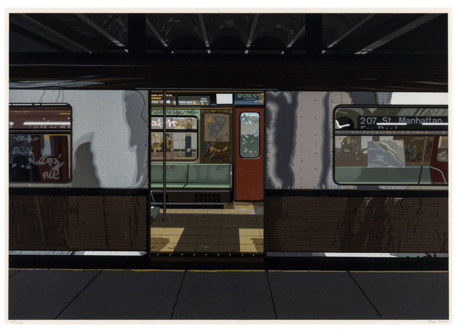 Richard Estes - Subway: Artist: Richard EstesTitle: SubwayYear: 1981Dimensions: 19 5/8 x 27 1/2 in.Edition: 147 from the limited edition of 250Publisher: Parasol Press Ltd., New YorkSuite: Urban Landscapes IIIMedium: