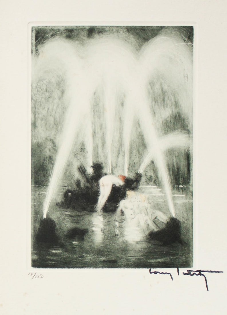 Louis Icart - Untitled V from "Les Amours de Psyche de: Artist: Louis IcartTitle: Untitled V from "Les Amours de Psyche de Cupidon"Year: 1949Dimensions: 13in. by 10in.Edition: From the rare limited edition of 150Publisher: Editions de la CiteSuite: Les