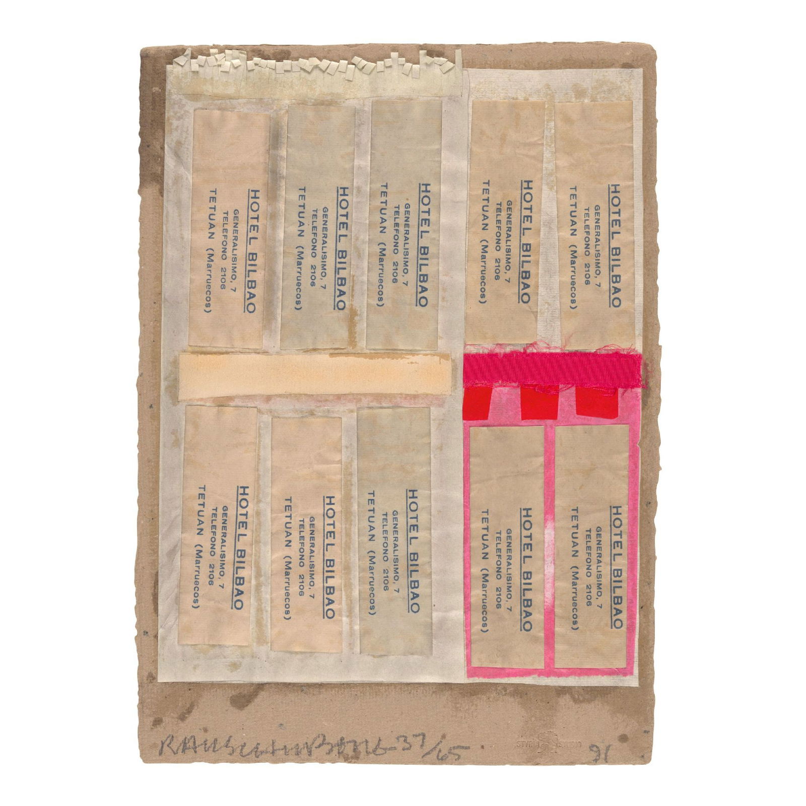 Robert Rauschenberg - Shirtboard (from Shirtboards Morocco, Italy '52 Portfolio): Artist: Robert RauschenbergTitle: Shirtboard (from Shirtboards Morocco, Italy '52 Portfolio)Year: 1991Dimensions: 15 1/4 x 10 7/8 in.Edition: 37 from the limited edition of 65Publisher: Styria