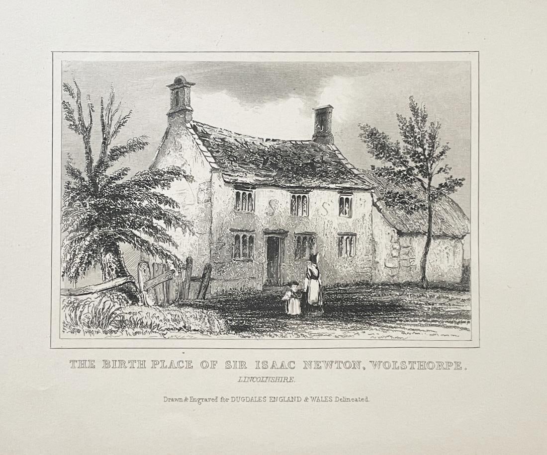 Antique Print Thomas Dugdale - The Birth Place of Sir Isaac Newton Wolsthorpe: Artist: Antique Print Thomas DugdaleTitle: The Birth Place of Sir Isaac Newton WolsthorpeYear: 1850Dimensions: 8 5/8in. by 5 3/8in.Edition: From the rare limited editionPublisher: L. Tallis