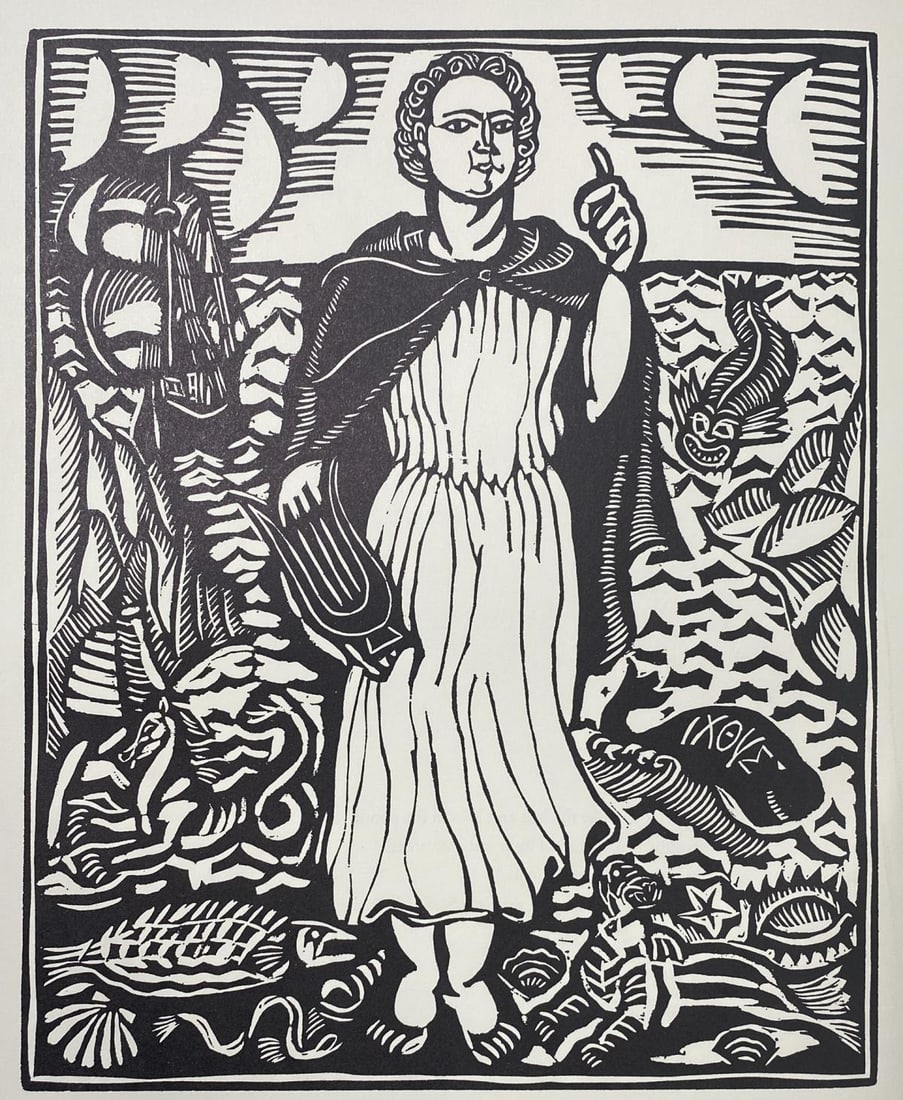 Raoul Dufy - Orphee III: Artist: Raoul DufyTitle: Orphee IIIYear: 1977Dimensions: 10in. by 13in.Edition: From the rare limited editionPublisher: The Metropolitan Museum of Art New YorkSuite: Le Bestiare ou Cortege