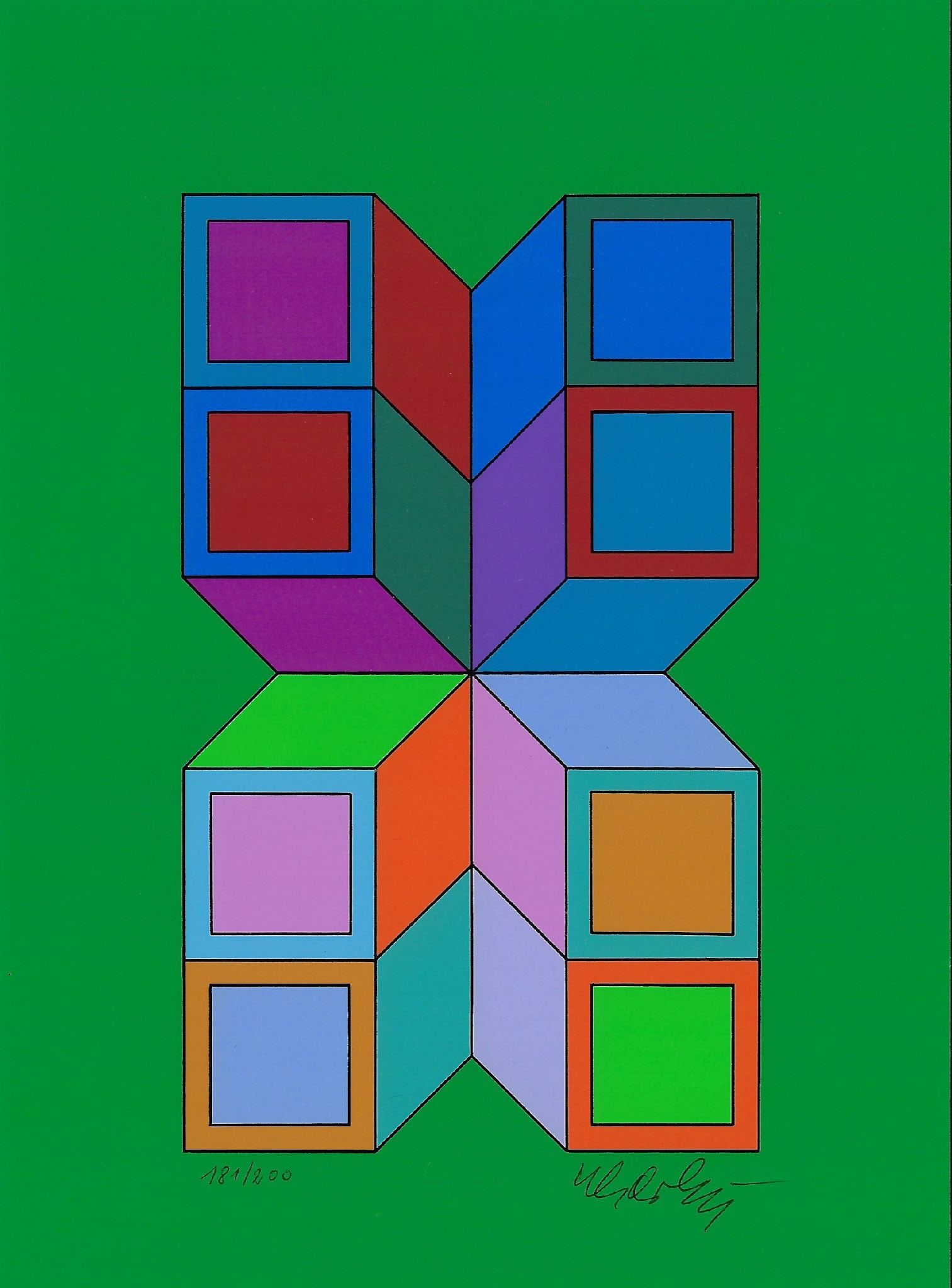 Victor Vasarely - Sonora III: Artist: Victor VasarelyTitle: Sonora IIIYear: 1976Dimensions: 8 1/4 x 5 7/8 in.Edition: 181 from the limited edition of 200Suite: SonoraMedium: Screenprint in colors on smooth wove paper Condition: