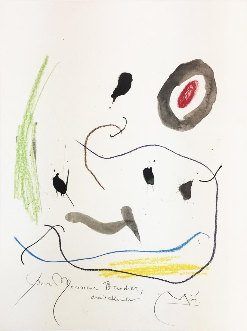 Joan Miro (After) - Pour M Pierre Baudier: Artist: Joan Miro (After)Title: Pour M Pierre BaudierYear: 1964Dimensions: 15in. by 11in.Edition: From the rare limited editionPublisher: XXe Siecle ParisSuite: Quelques Fleurs pour des AmisMedium: