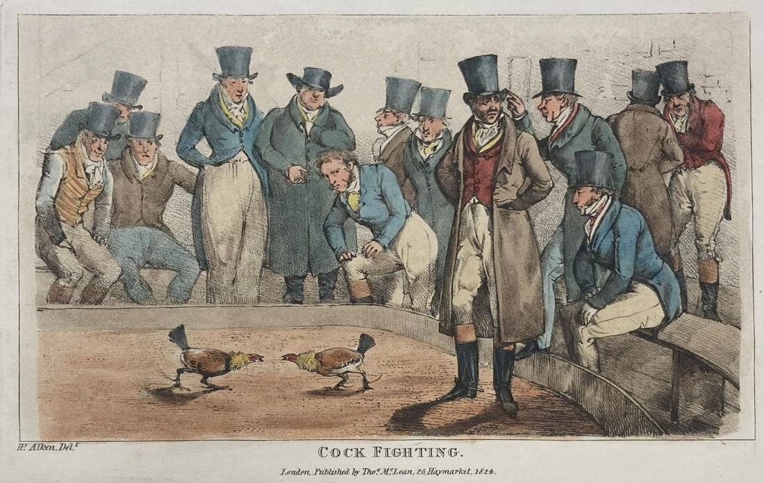 Henry Alken - Cock Fighting: Artist: Henry Alken Title: Cock Fighting Year: 1825 Dimensions: 10in. by 14. Edition: From the Rare Limited Edition Publisher: Howlett and Brimmer Su