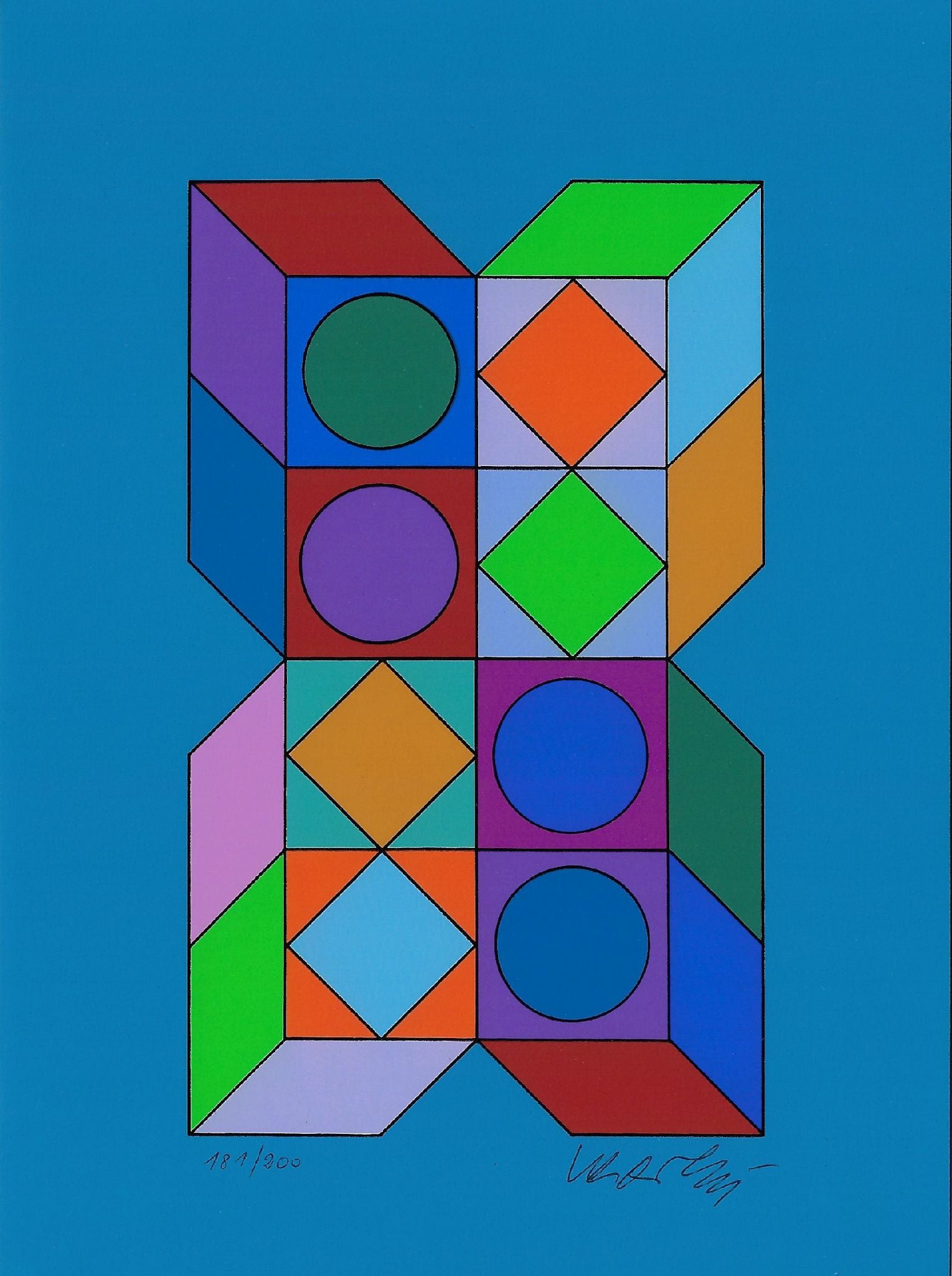 Victor Vasarely - Sonora I: Artist: Victor VasarelyTitle: Sonora IYear: 1976Dimensions: 8 1/4 x 5 7/8 in.Edition: 181 from the limited edition of 200Suite: SonoraMedium: Screenprint in colors on smooth wove paper Condition: