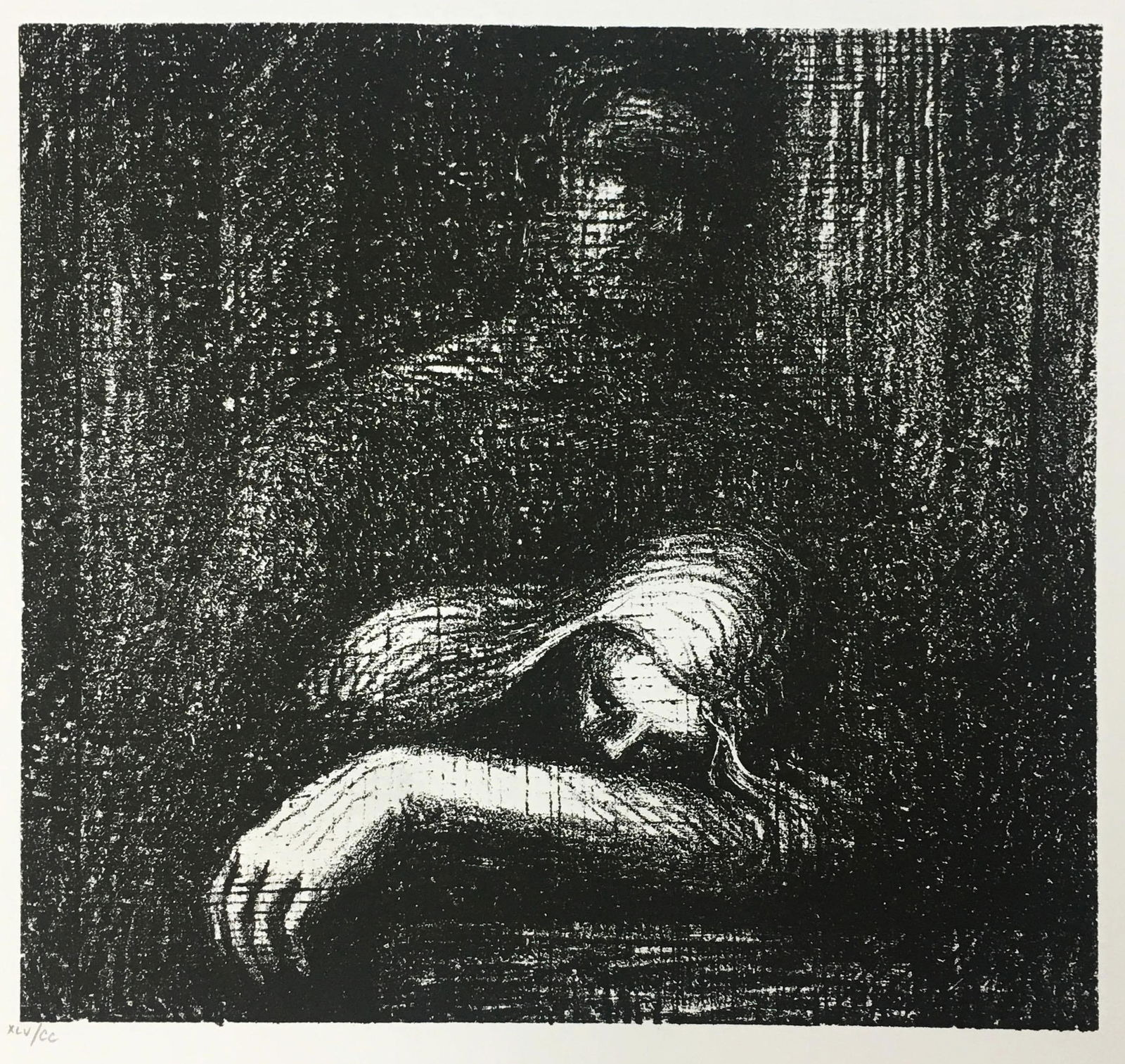 Henry Moore - Lullaby: Artist: Henry MooreTitle: LullabyYear: 1974Dimensions: 14in. by 13in.Edition: From the Rare Limited EditionPublisher: Petersburg PressSuite: Auden PoemsMedium: Lithograph on PaperCondition: