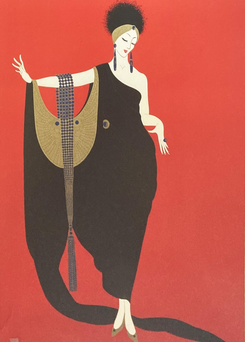 Unknown Artist (In the Style of Erte) - Untitled (Woman: Artist: Unknown Artist (In the Style of Erte)Title: Untitled (Woman On Red)Dimensions: 21.5in. by 30in.Edition: From the rare limited editonCondition: ExcellentComes with Letter of authenticity and