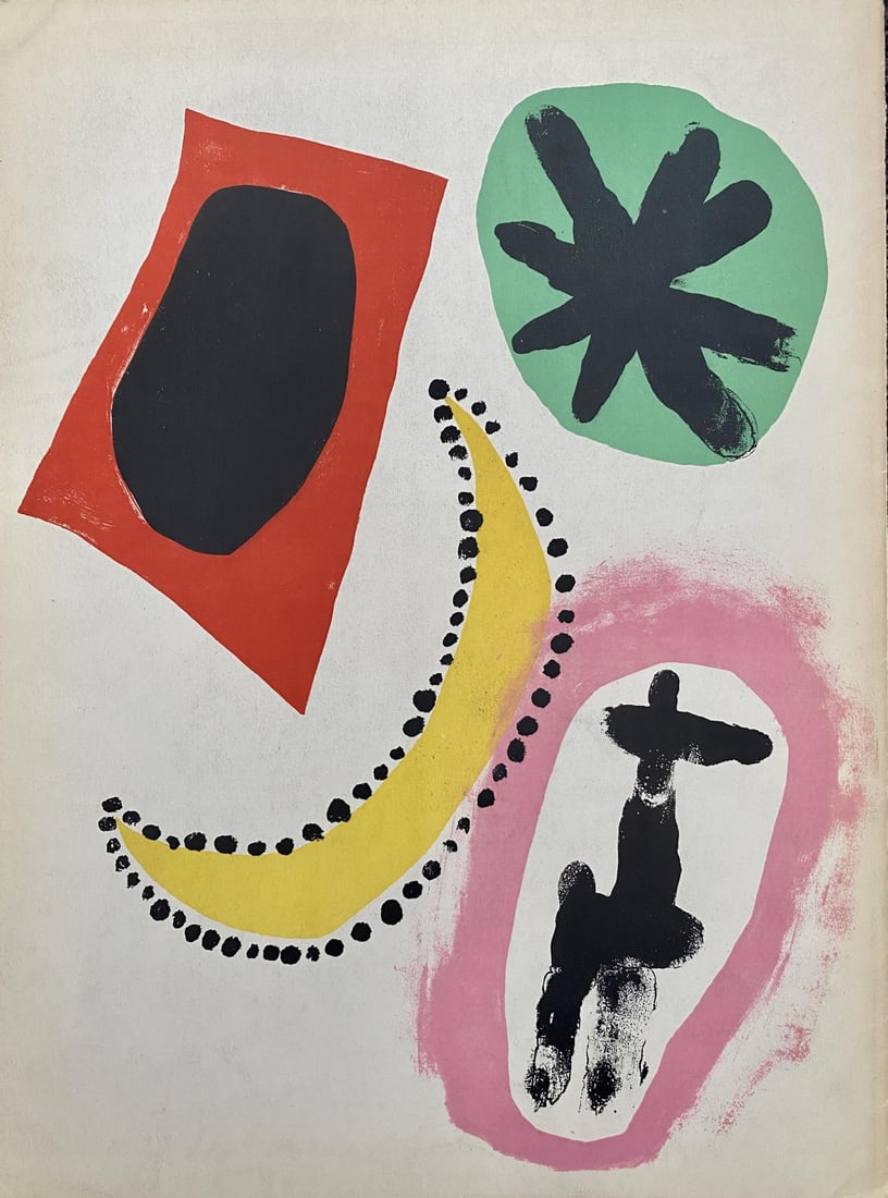 Joan Miro - Double-sided Lithograph from "Derriere Le Miroir": Artist: Joan MiroTitle: Double-sided Lithograph from "Derriere Le Miroir"Year: 1953Dimensions: 15in. by 11in.Edition: From the Rare Limited Edition of 100Publisher: Mourlot ParisSuite: Derriere Le