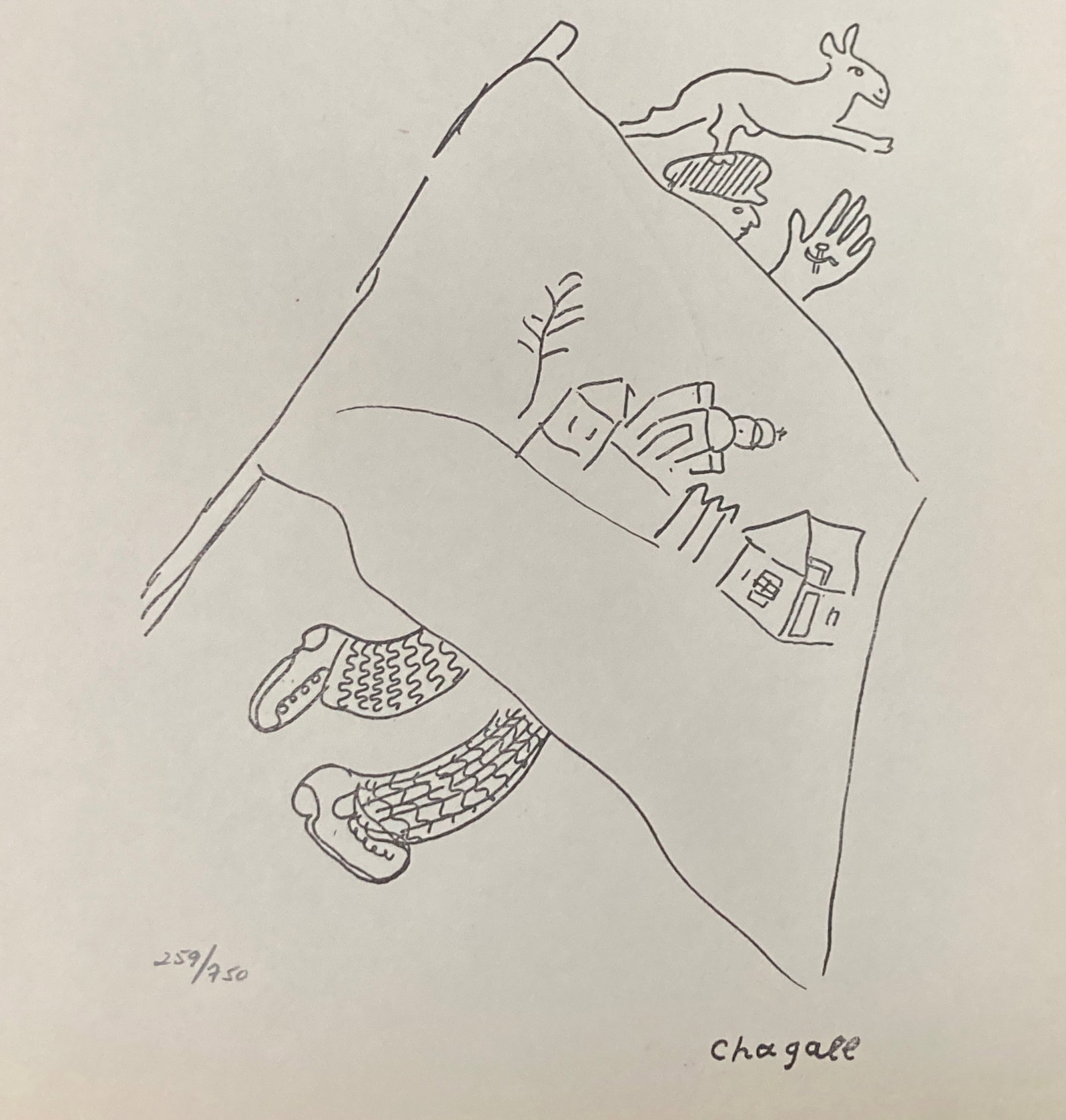 Marc Chagall (After) - Untitled IV: Artist: Marc Chagall (After) Title: Untitled IV Year: 1950 Dimensions: 11in. by 11in. Edition: Numbered From the Rare Limited Edition of 750 Publisher: Arnold-B