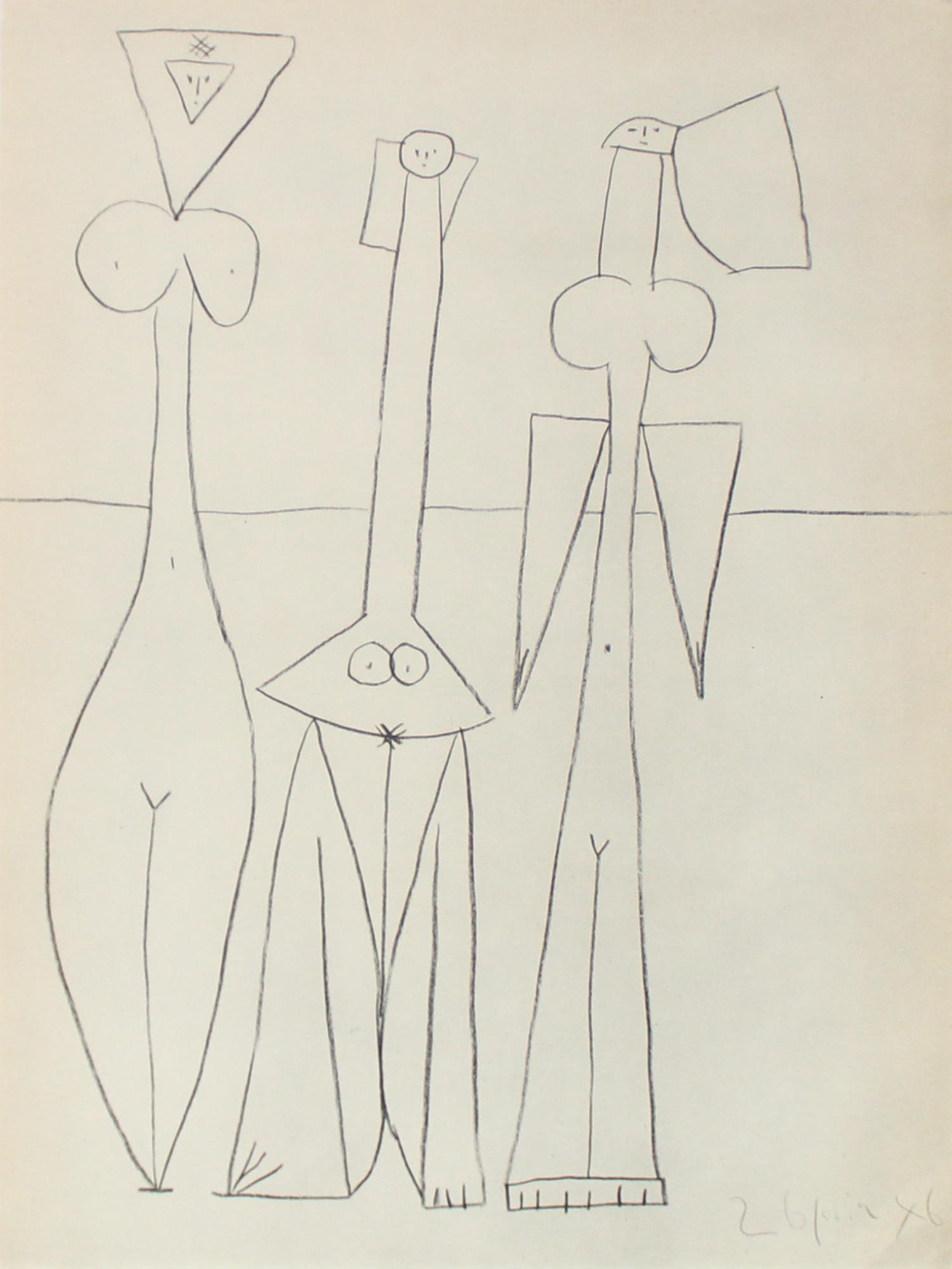 Pablo Picasso - Untitled (Three Women): Artist: Pablo PicassoTitle: Untitled (Three Women)Year: 1948Dimensions: 13 5/8in. by 10 7/16in.Edition: From the Rare Limited EditionPublisher: Verve ParisSuite: Couleur de PicassoMedium: Lithograph