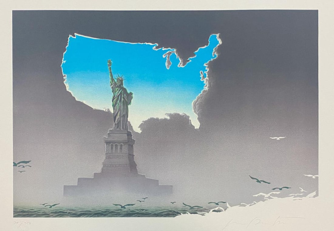 Unknown - Land of the Free: Artist: UnknownTitle: Land of the FreeYear: 1986Dimensions: 21in. by 29.75in.Edition: From the rare and limitted edition of 250Publisher: MourotSuite: Centenaire de la statue de la LibertyMedium: