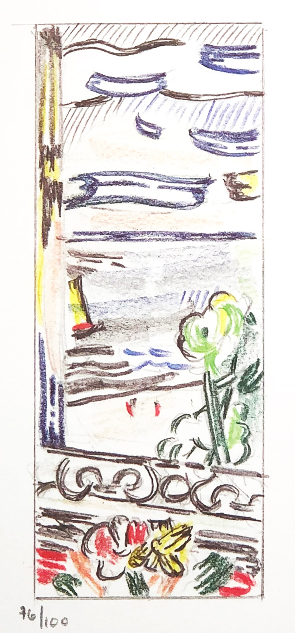 Roy Lichtenstein - View from the Window: Artist: Roy Lichtenstein Title: View from the Window Year: 1986 Dimensions: 10.25in. by 7.5in. Edition: From the rare limited edition of 100 Publisher: Harry N.