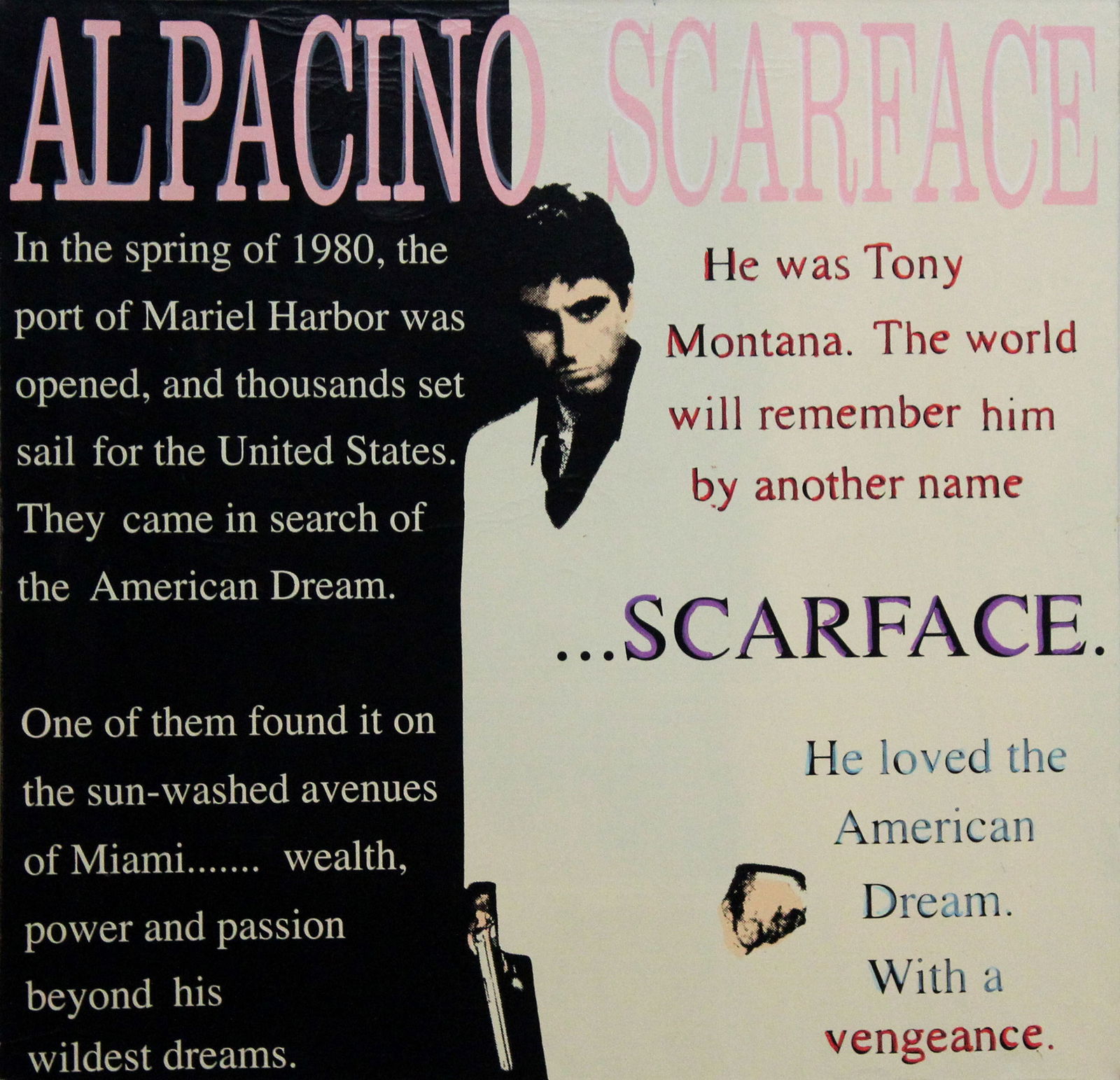 Steve Kaufman - Al Pacino as Scarface: Artist: Steve KaufmanTitle: Al Pacino as ScarfaceYear: 2000Dimensions: 31.25in. by 31.25in.Edition: 23 from the rare limited edition of 50Medium: Original oil embelished by serigraph on