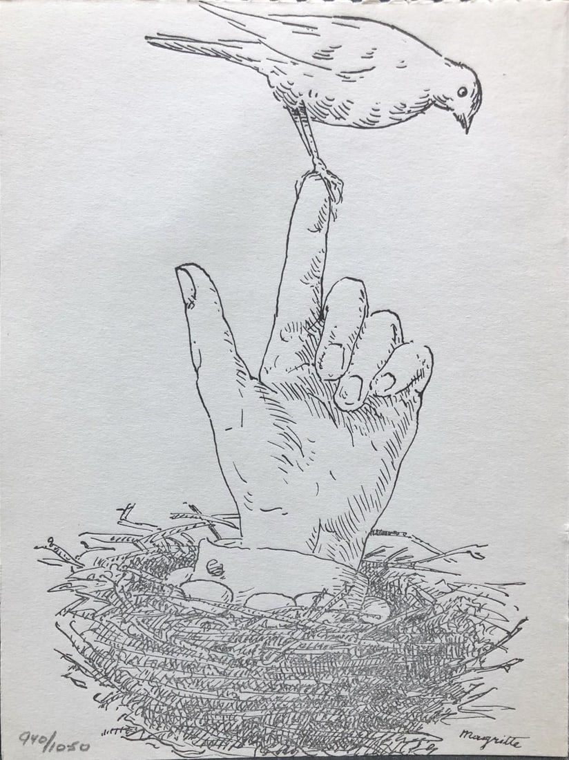 Rene Magritte - Untitled: Artist: Rene MagritteTitle: UntitledYear: 1959Dimensions: 5 1/2in. by 7 1/2in.Edition: From rare edition of 1050Publisher: Paris: Le Terrain vague 1959.Suite: E.L.T. Mesens Poems Medium: offset