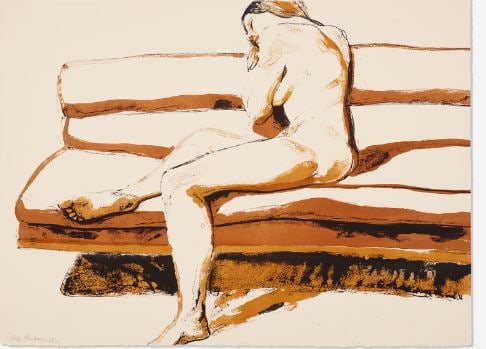 Philip Pearlstein - Nude on Couch: Artist: Philip PearlsteinTitle: Nude on CouchDimensions: 22 1/2in. by 30in.Edition: From the limited edition of XLPublisher: Brooke AlexanderMedium: Original lithograph in colors on ArchesCondition: