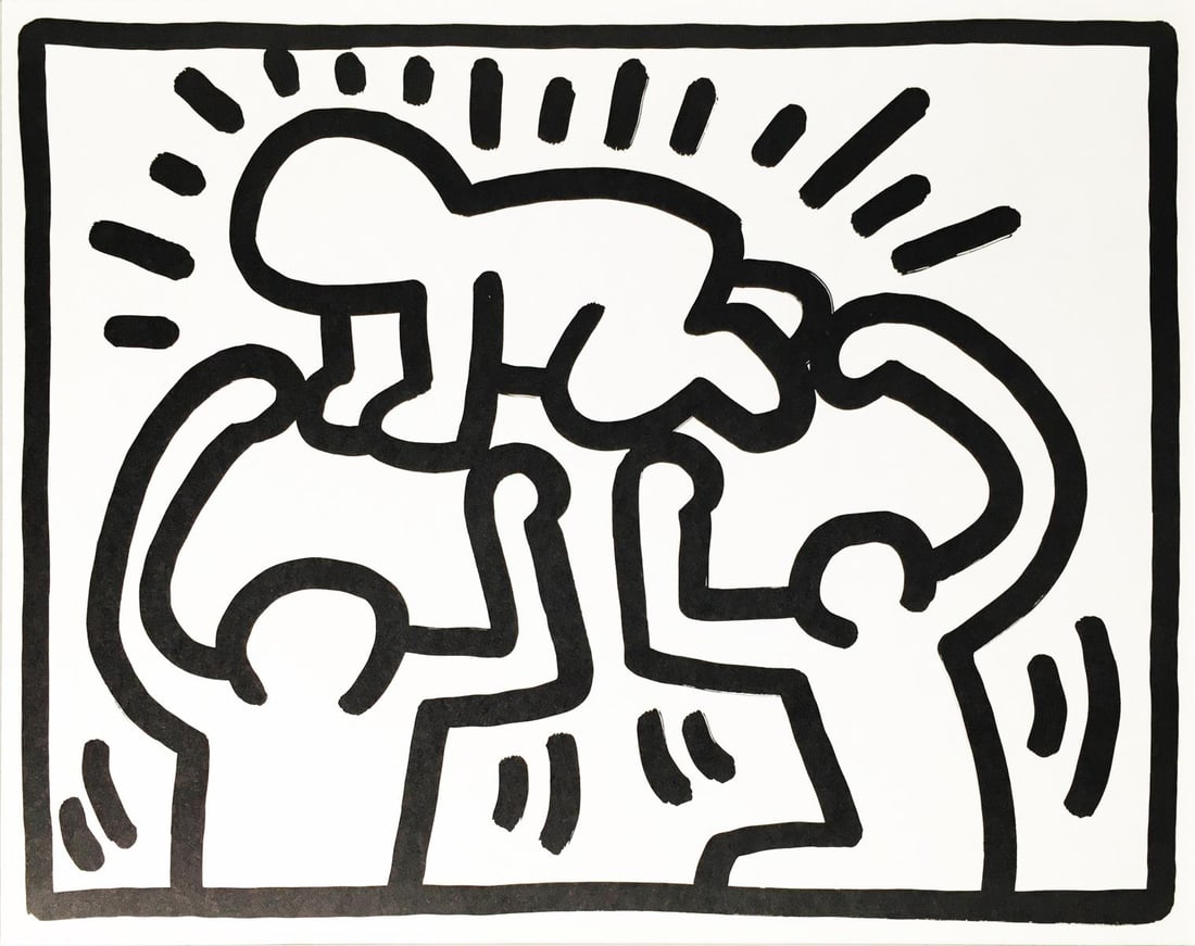 Keith Haring - December to May: Artist: Keith Haring Title: December to May Year: 1989-1990 Dimensions: 12in. by 14in. Edition: From the Rare Limited Edition Publisher: Pop Shop Sui