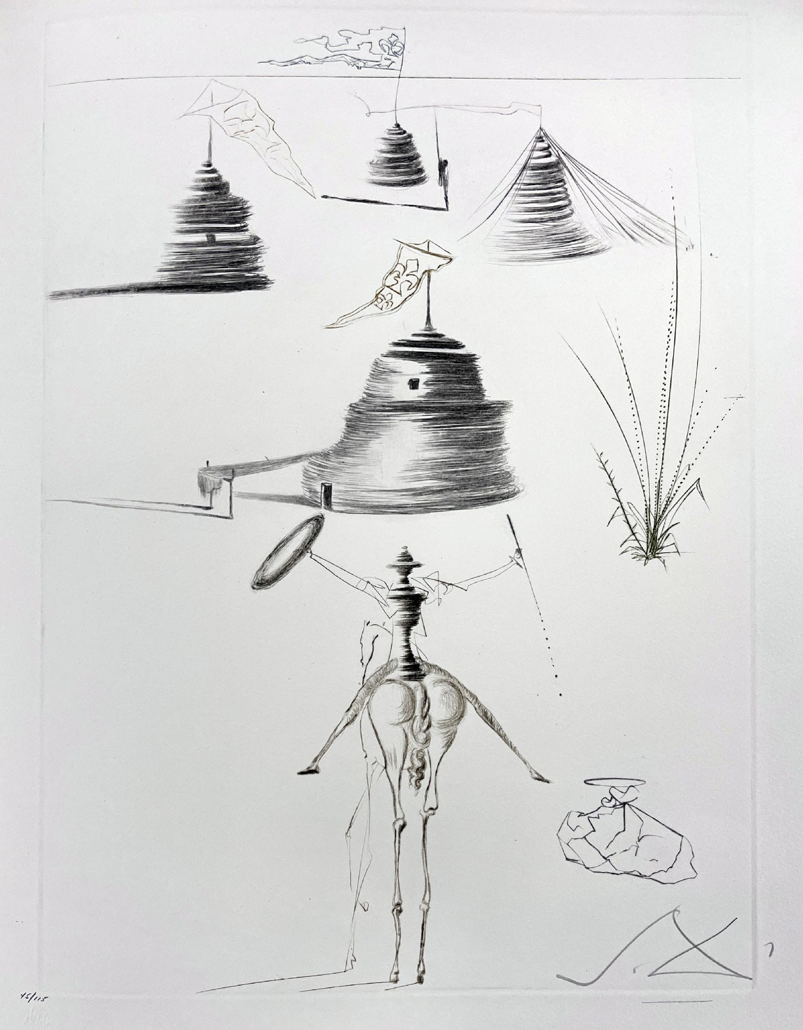 Salvador Dali - The Camp of King Marc: Artist: Salvador DaliTitle: The Camp of King MarcYear: 1969Dimensions: 12 3/4 x 17 5/8 in.Edition: From the limited edition of 115Suite: Tristan and IsoldeMedium: Original color drypoint etching
