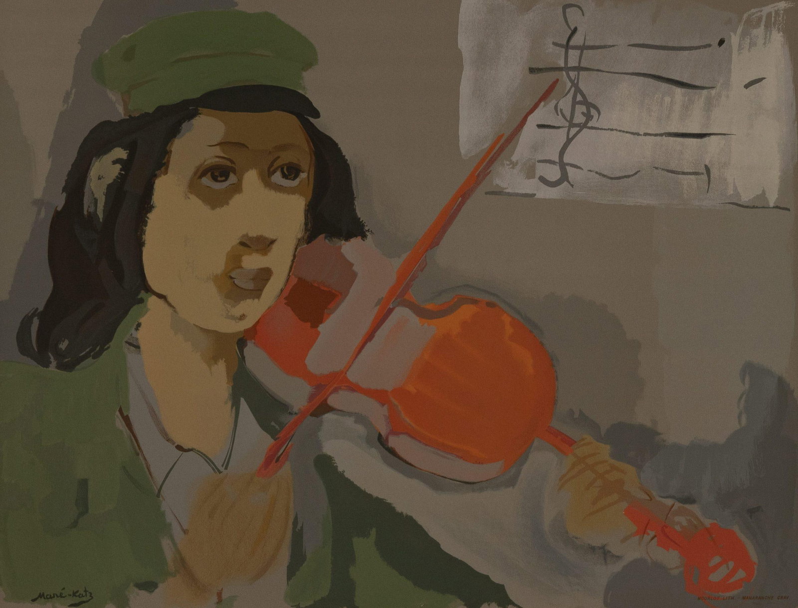 Emmanuel Mane-Katz - Untitled 8: Artist: Emmanuel Mane-KatzTitle: Untitled 8Year: 1966Dimensions: 27 1/2in. by 21 1/4 in.Suite: Douze Lithographies pour Stempeniou de Cholem AleikheimMedium: Colored lithograph on paperCondition: